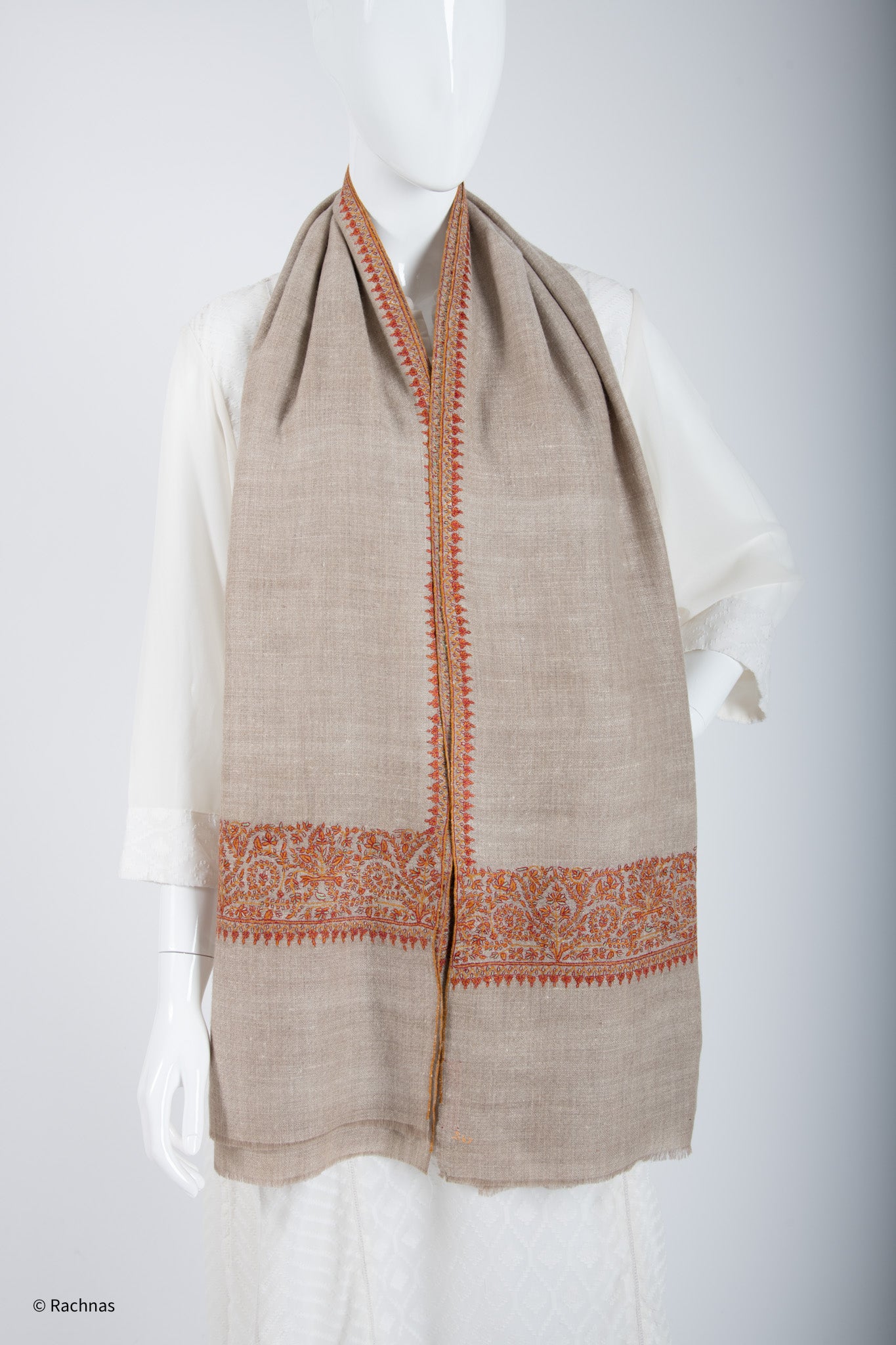 Pashmina Shawl Natural four sides