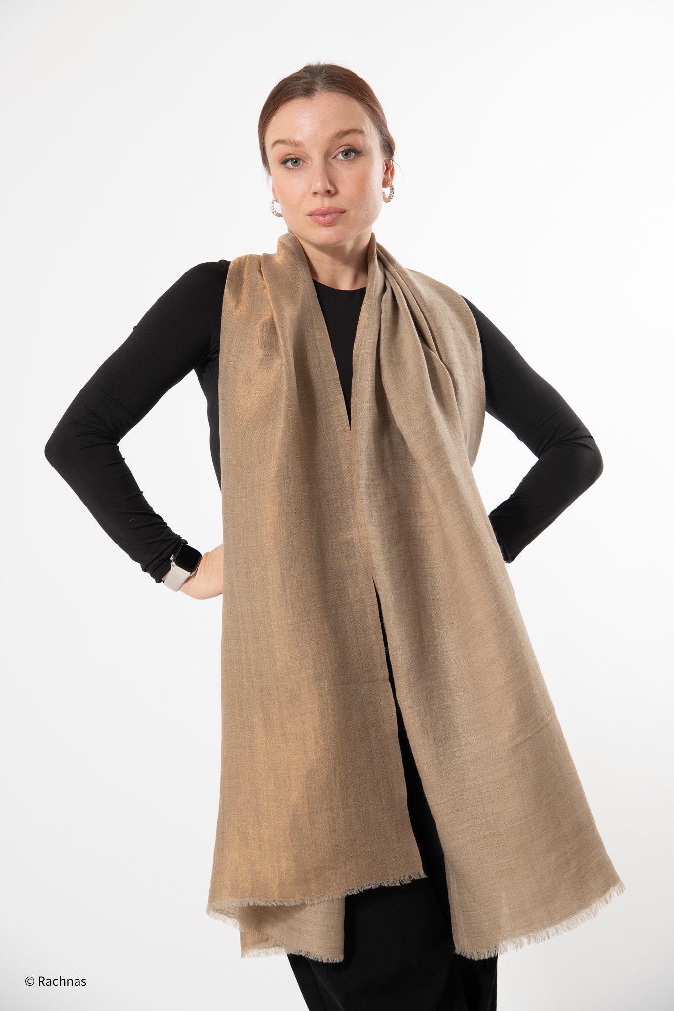 Fine Cashmere Plain Reversible Zari Stole