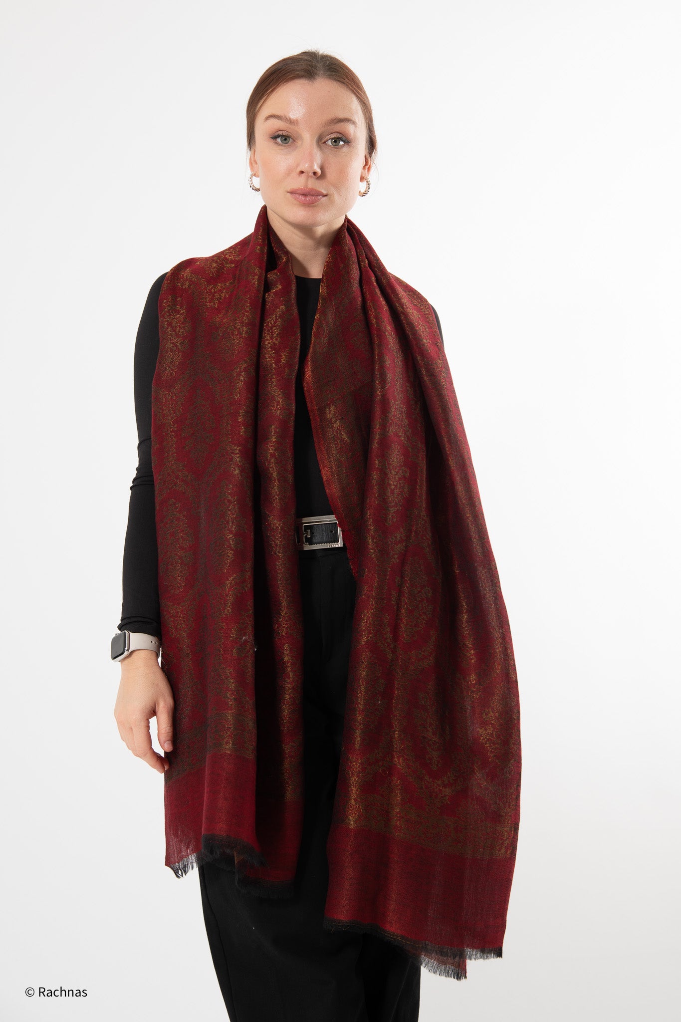 Fine Cashmere Self Zari all over Reversible Stole