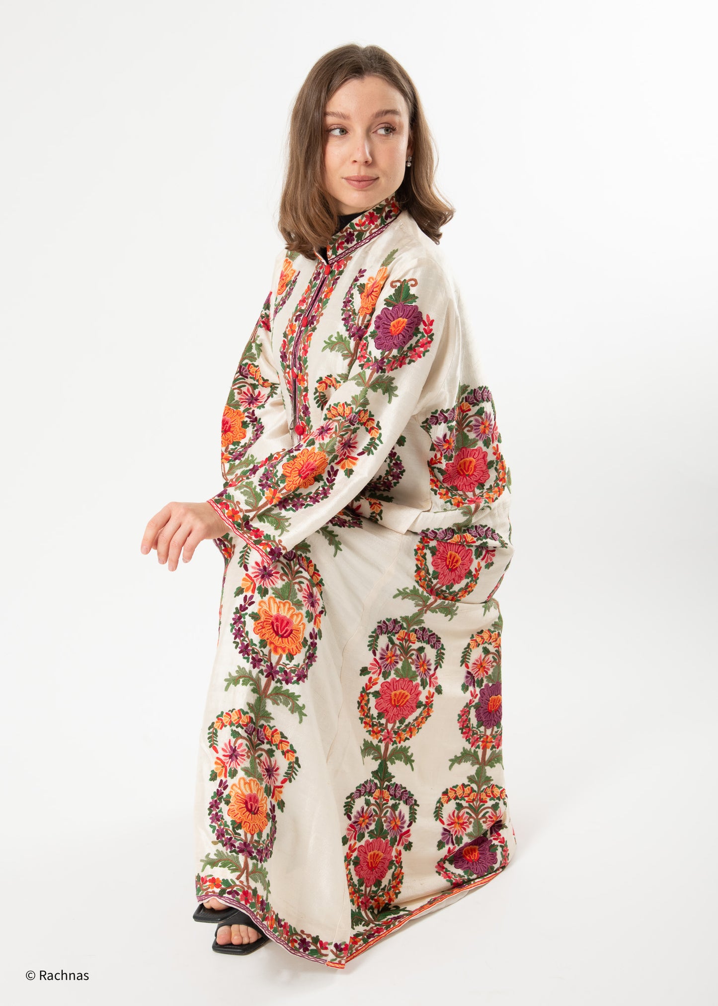 Long coat all over hand embroidery