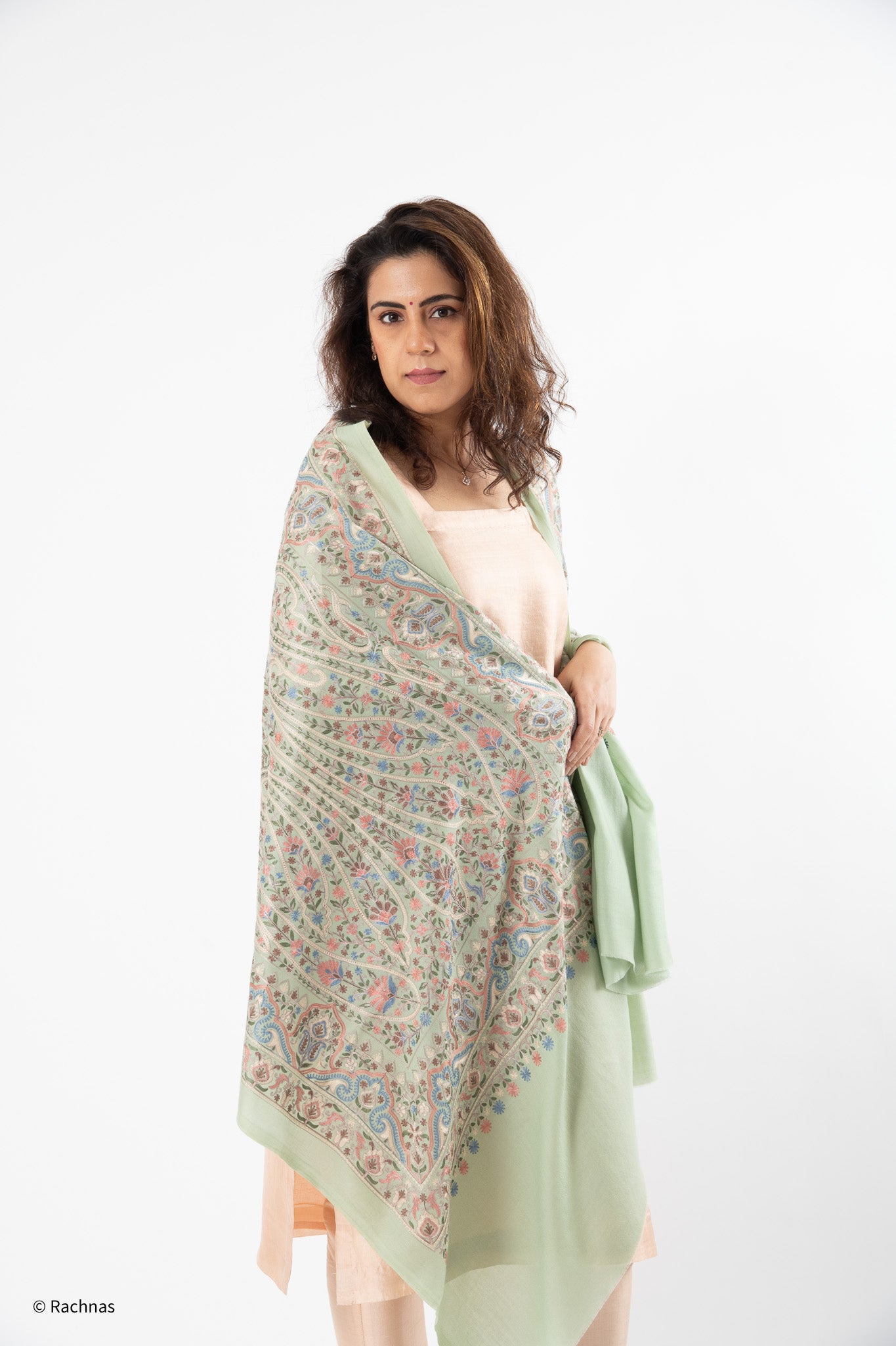 Stole - all over cashmere embroidery