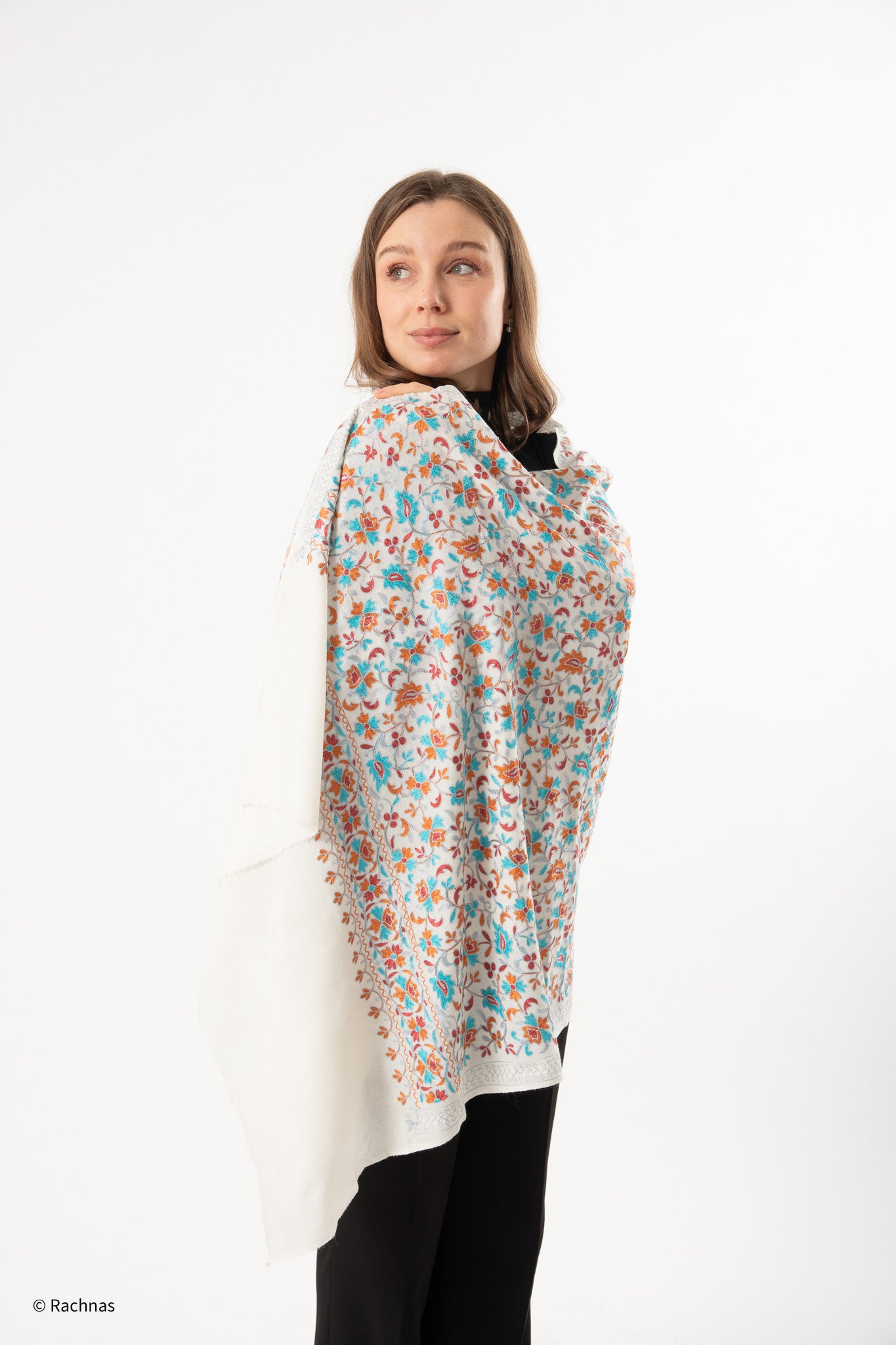 Stole - all over cashmere embroidery