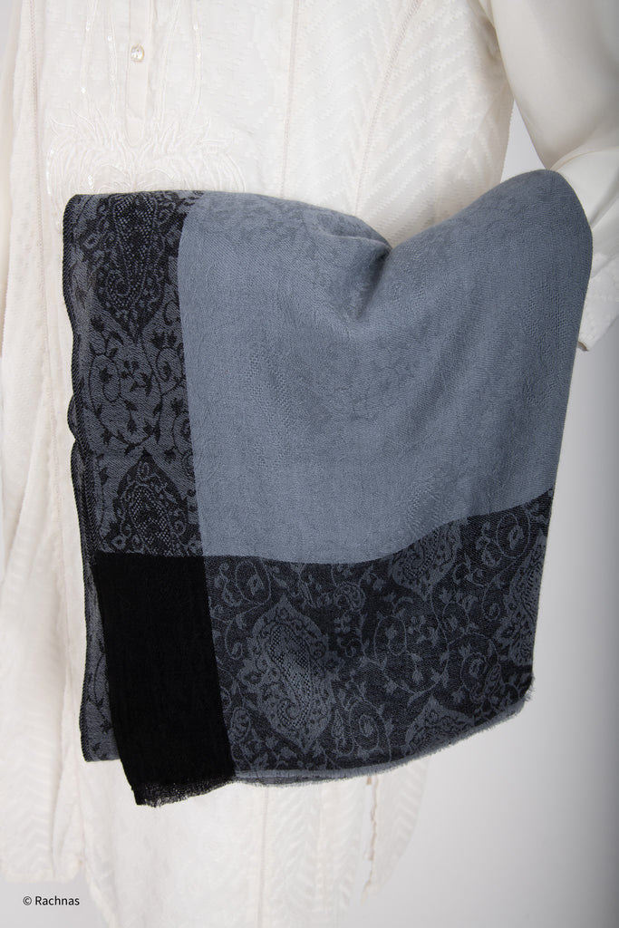 100% Cashmere Shawl with Self work with border