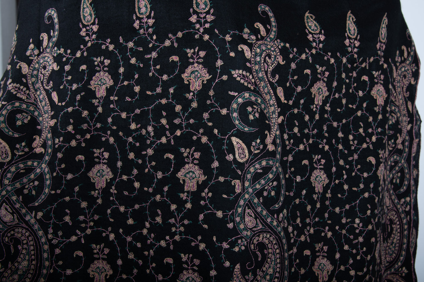 Pashmina Shawl black border embroidered