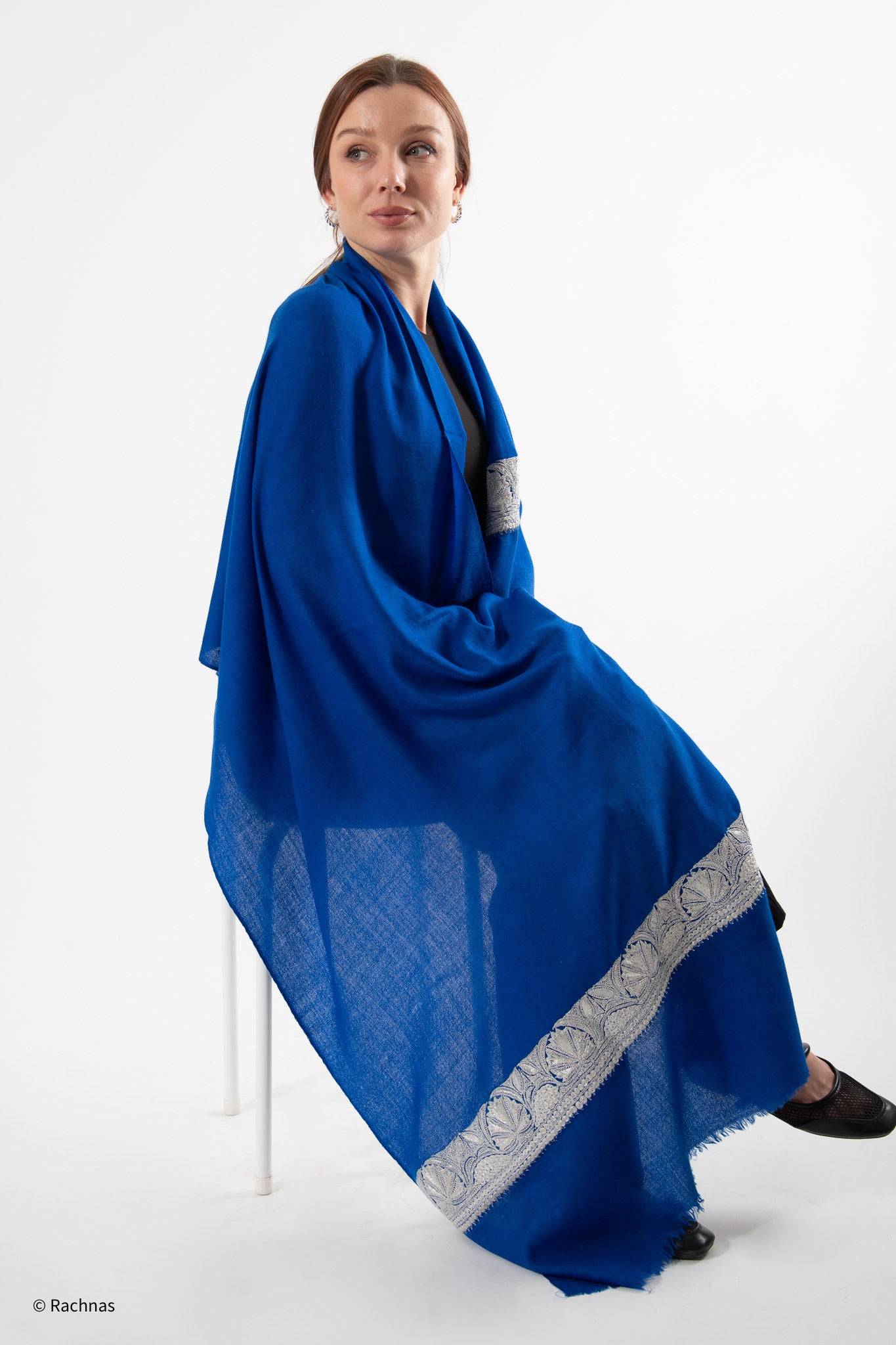 Fine Cashmere Paldar Zari Machine work Stole