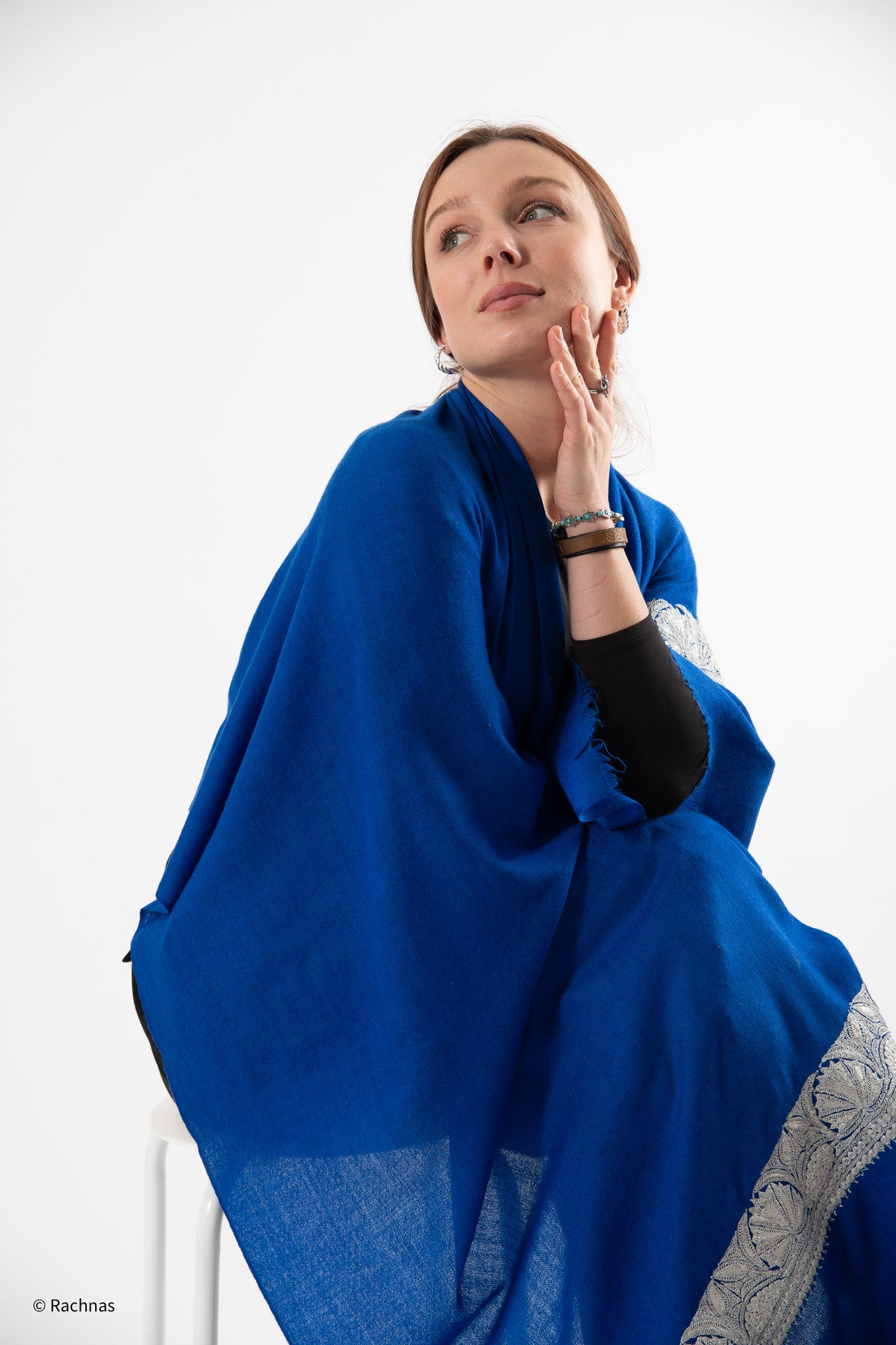 Fine Cashmere Paldar Zari Machine work Stole