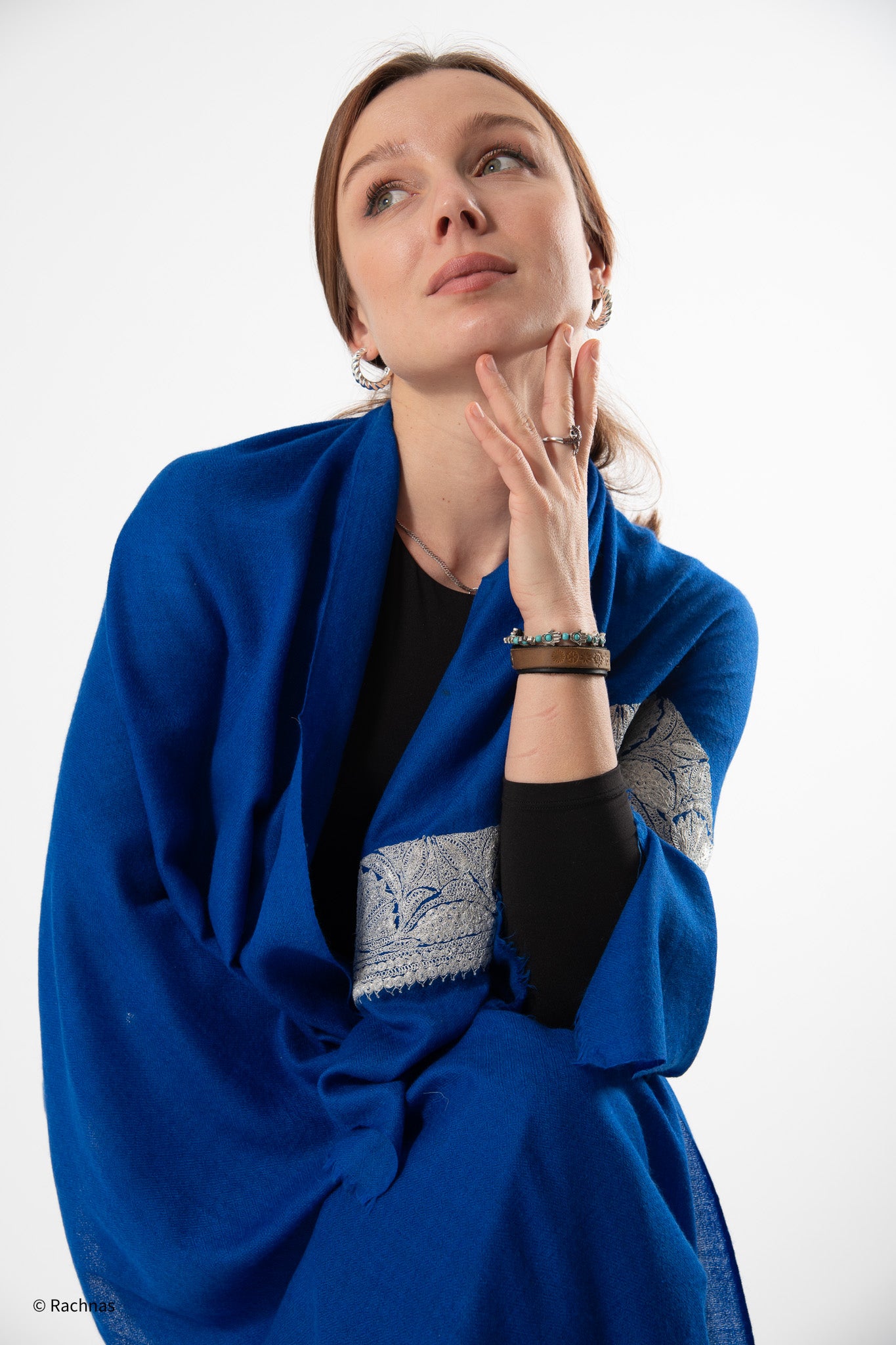 Fine Cashmere Paldar Zari Machine work Stole