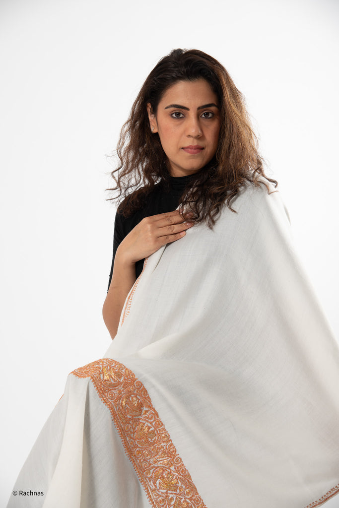 Fine Cashmere Paldar Zari Machine work Stole