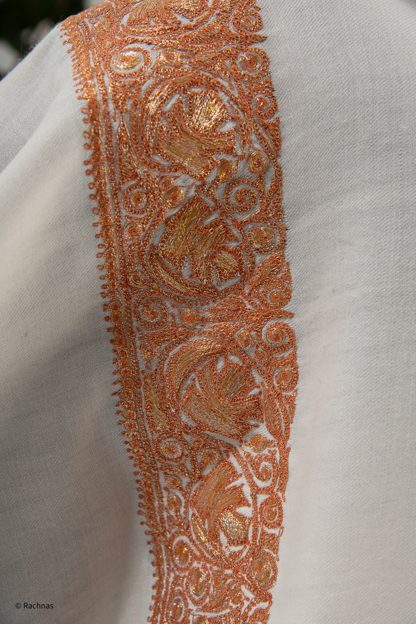 Fine Cashmere Paldar Zari Machine work Stole