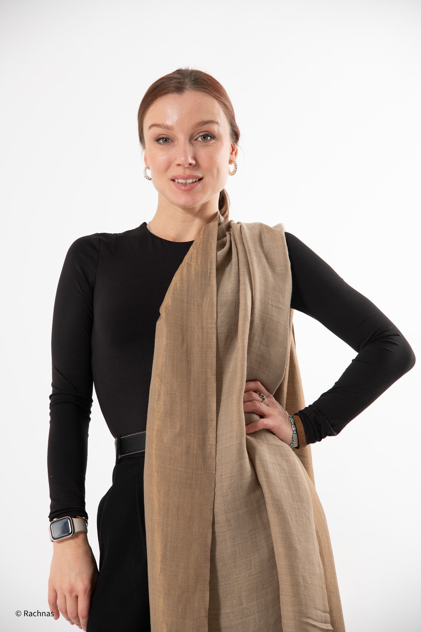 Fine Cashmere Plain Reversible Zari Stole
