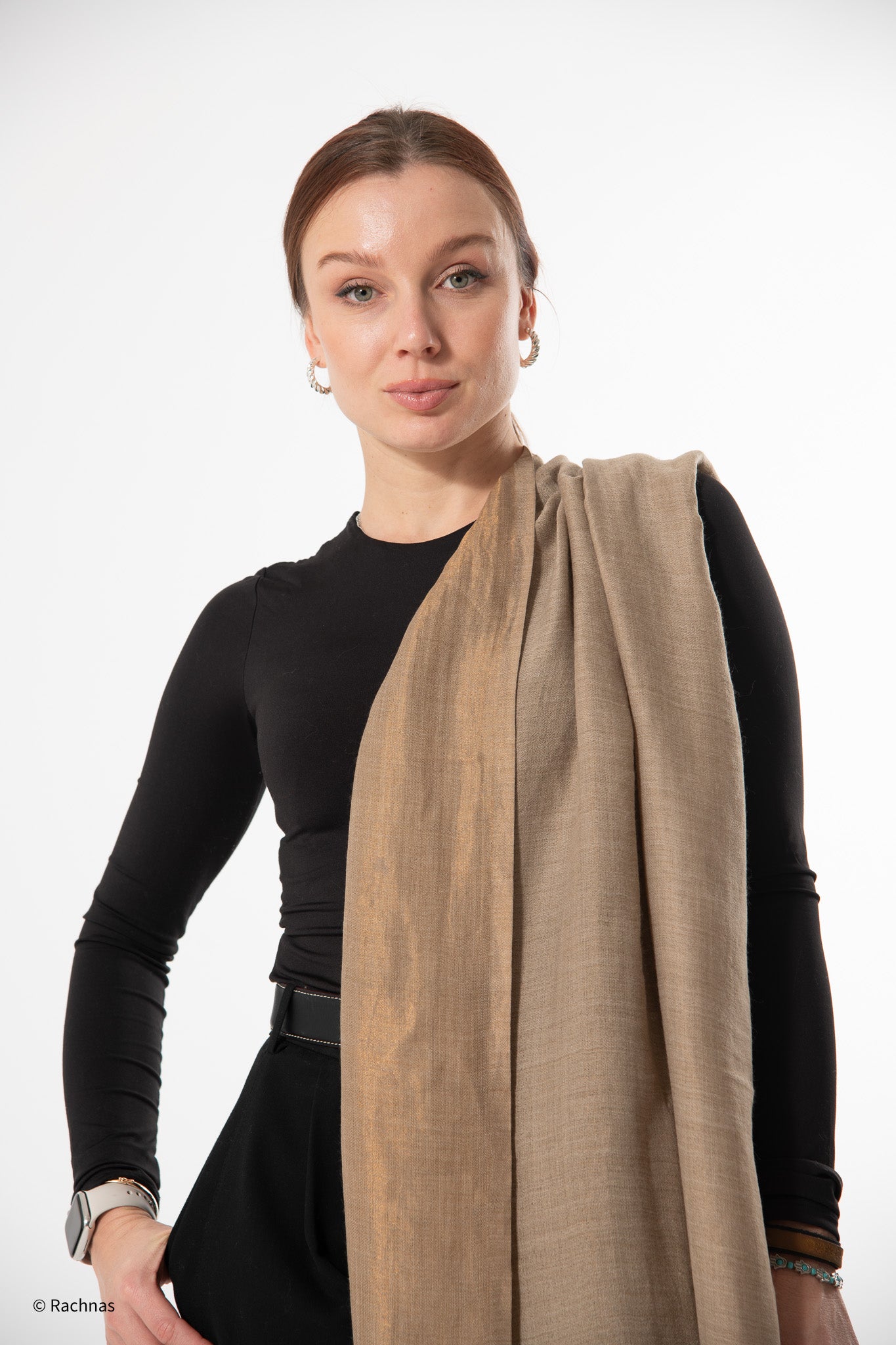 Fine Cashmere Plain Reversible Zari Stole