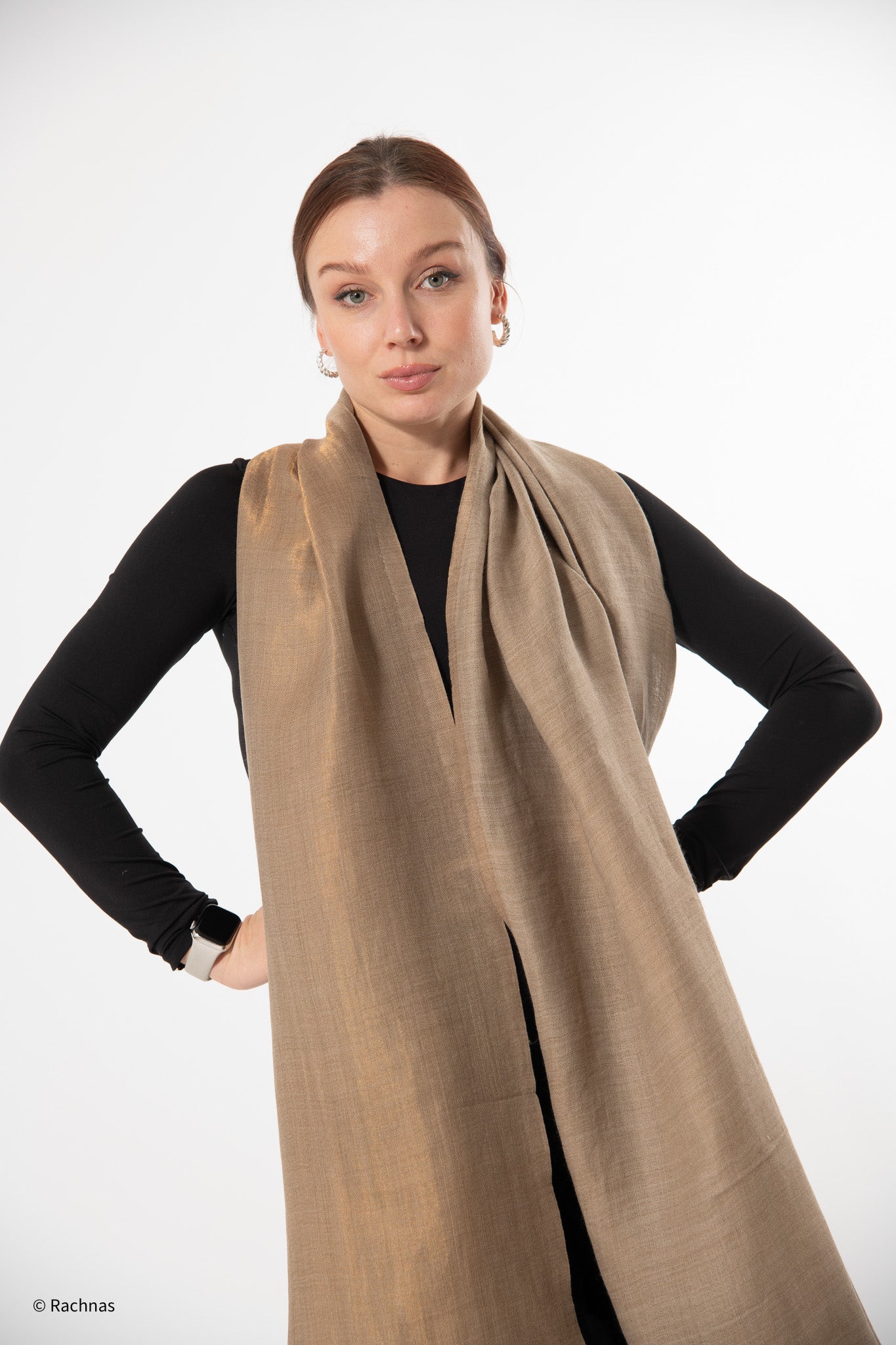 Fine Cashmere Plain Reversible Zari Stole