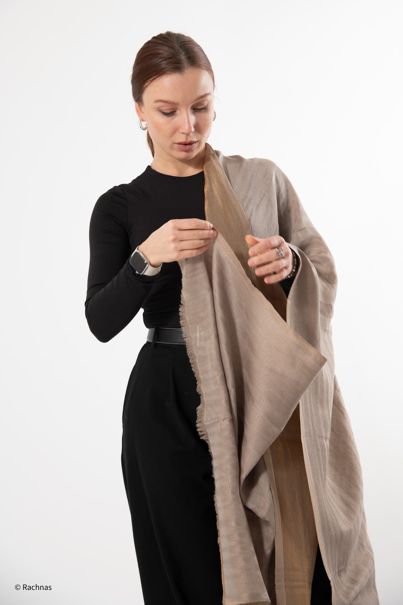 Fine Cashmere Plain Reversible Zari Stole
