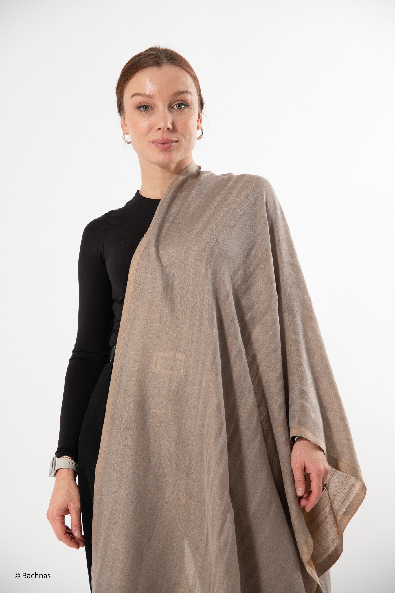 Fine Cashmere Plain Reversible Zari Stole