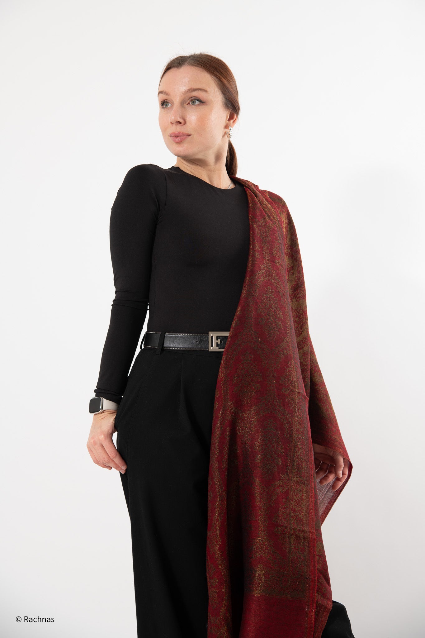 Fine Cashmere Self Zari all over Reversible Stole