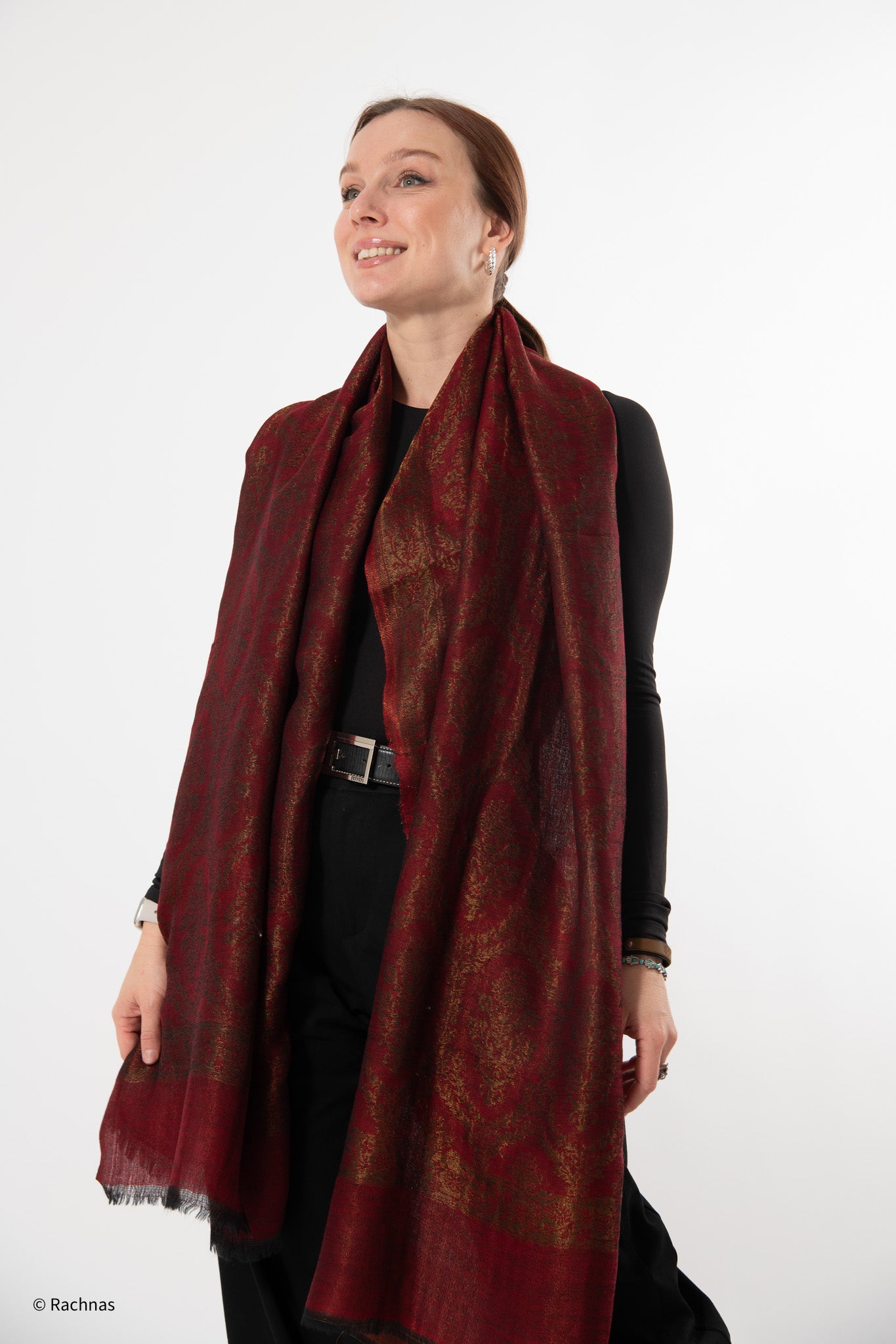 Fine Cashmere Self Zari all over Reversible Stole