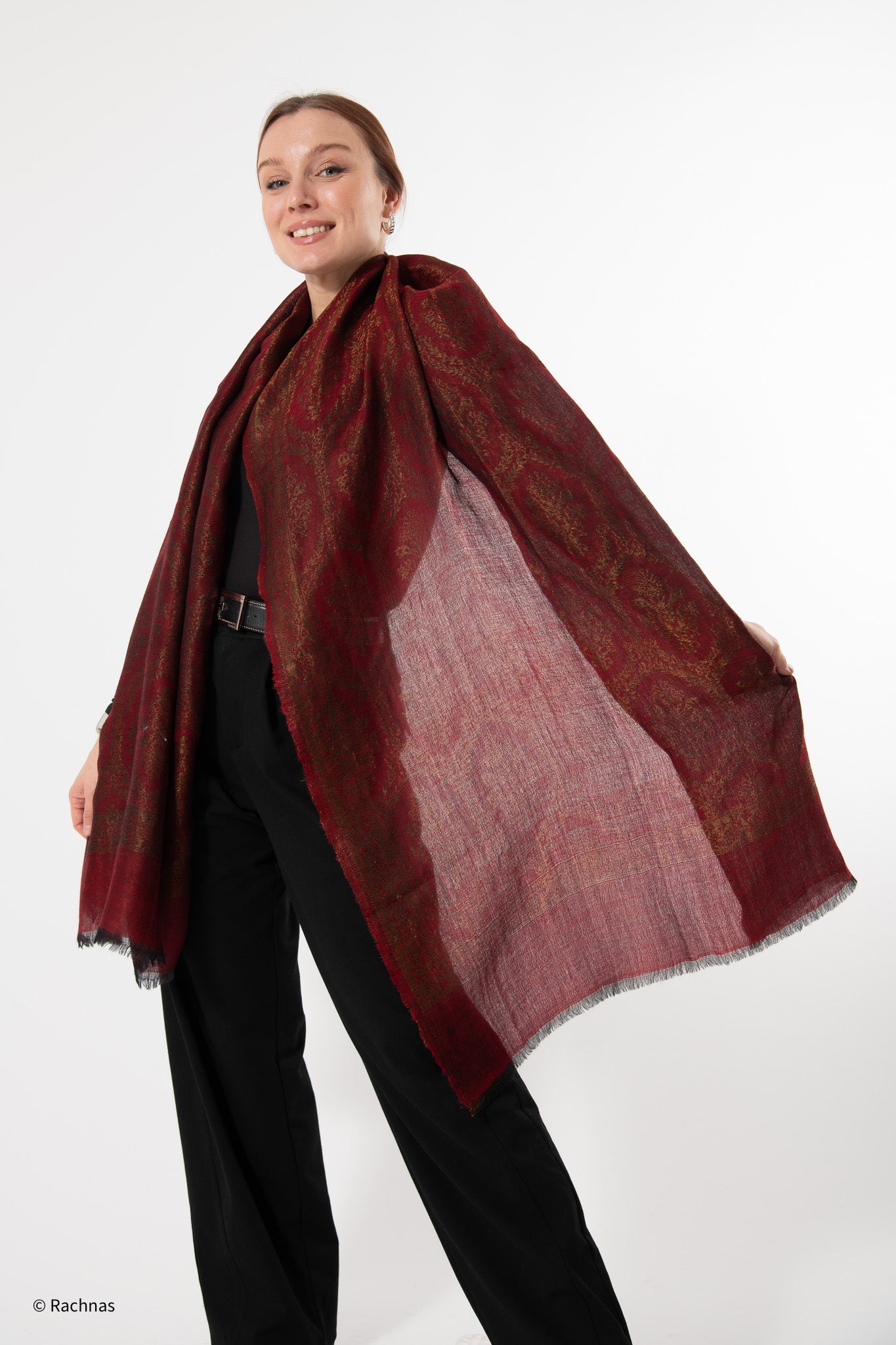 Fine Cashmere Self Zari all over Reversible Stole