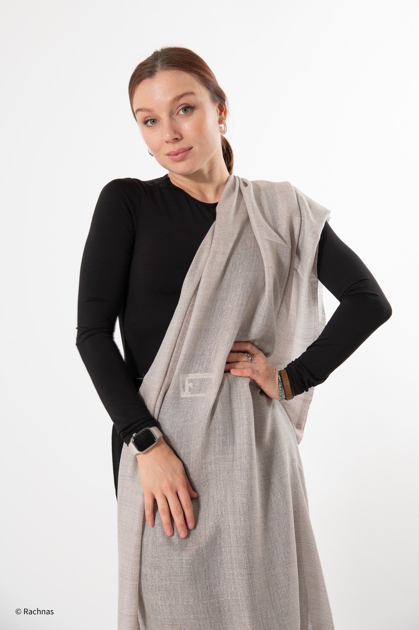 Fine Cashmere Dotted Zari Stole
