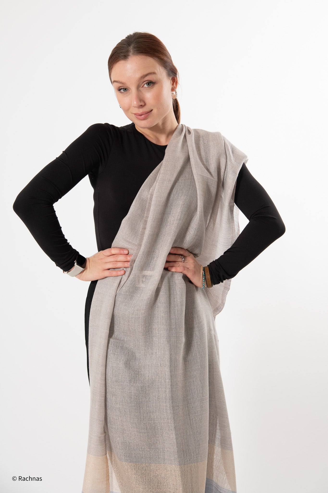 Fine Cashmere Dotted Zari Stole