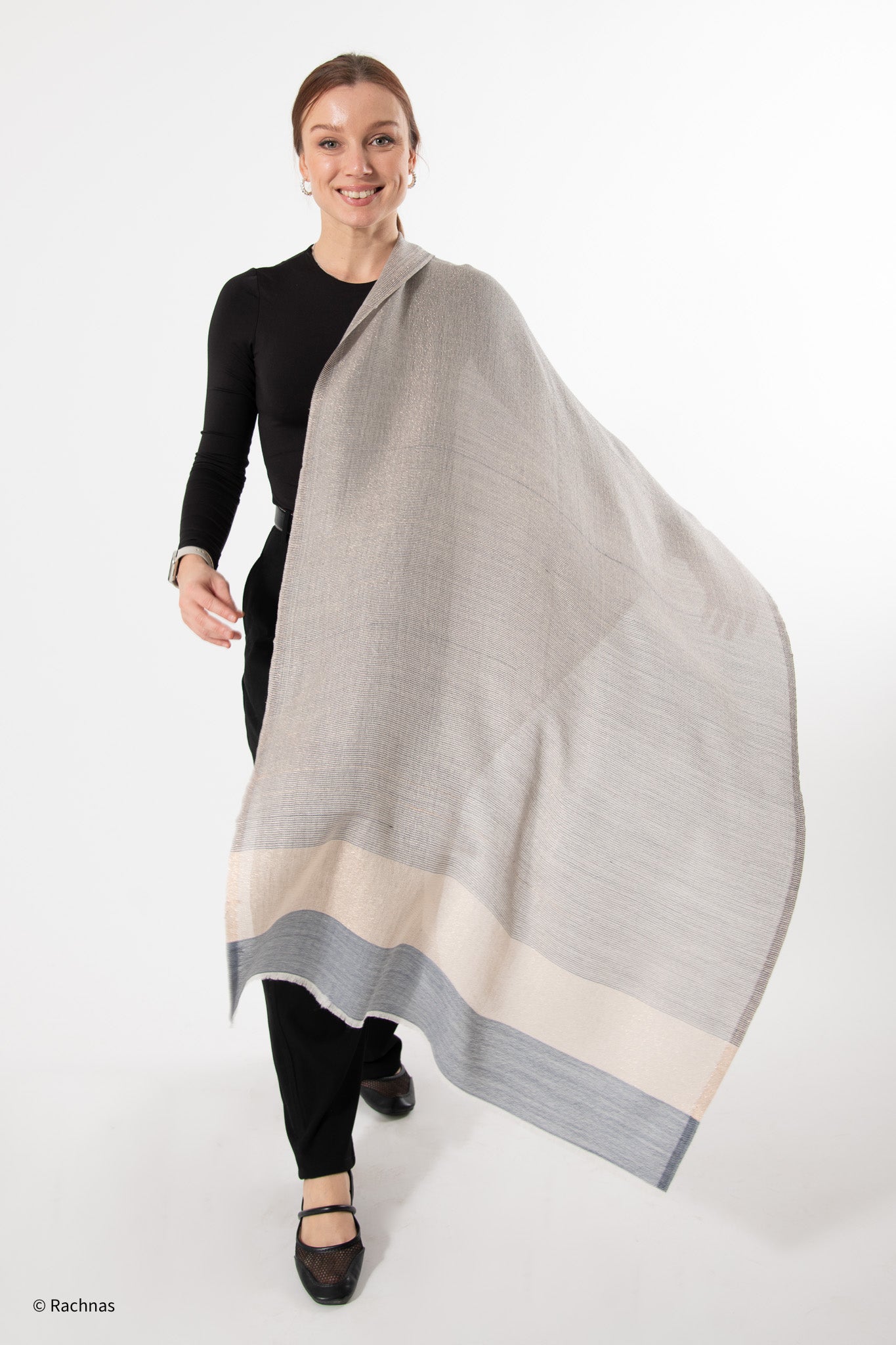 Fine Cashmere Dotted Zari Stole