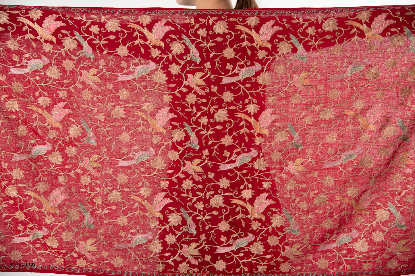 Fine Cashmere all over Zari Bird Design Stole