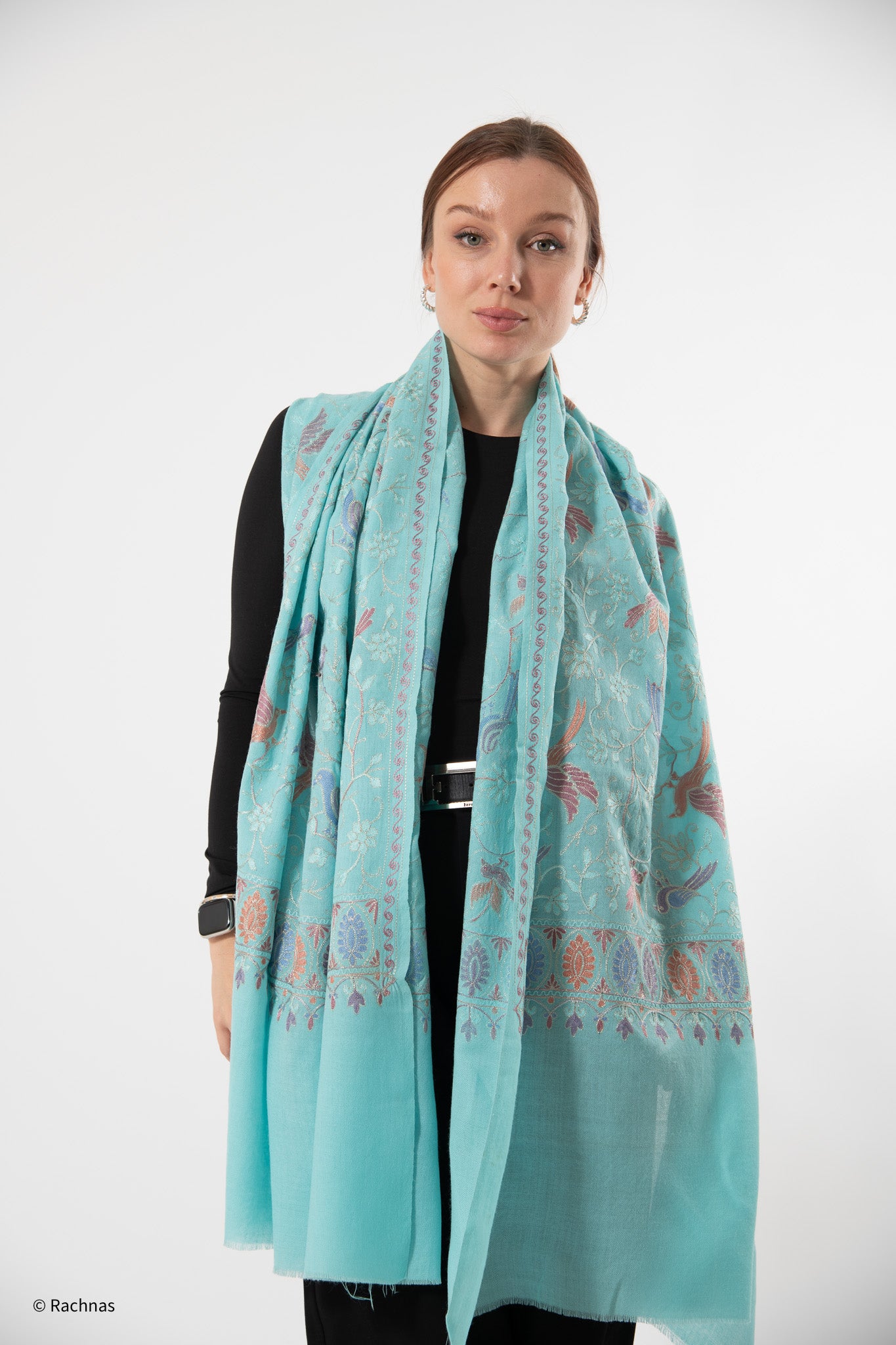 Fine Cashmere all over Zari Bird Design Stole