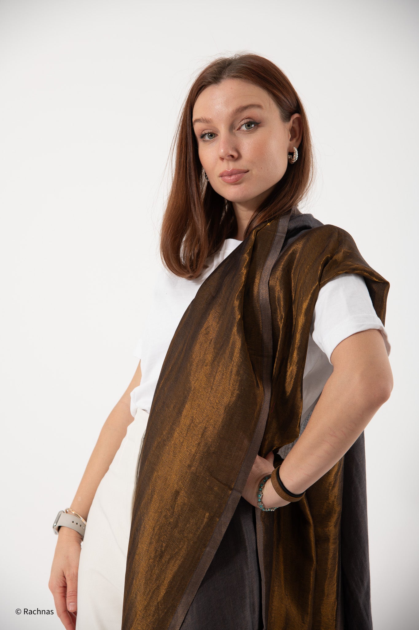 Fine Cashmere Plain Reversible Zari Stole