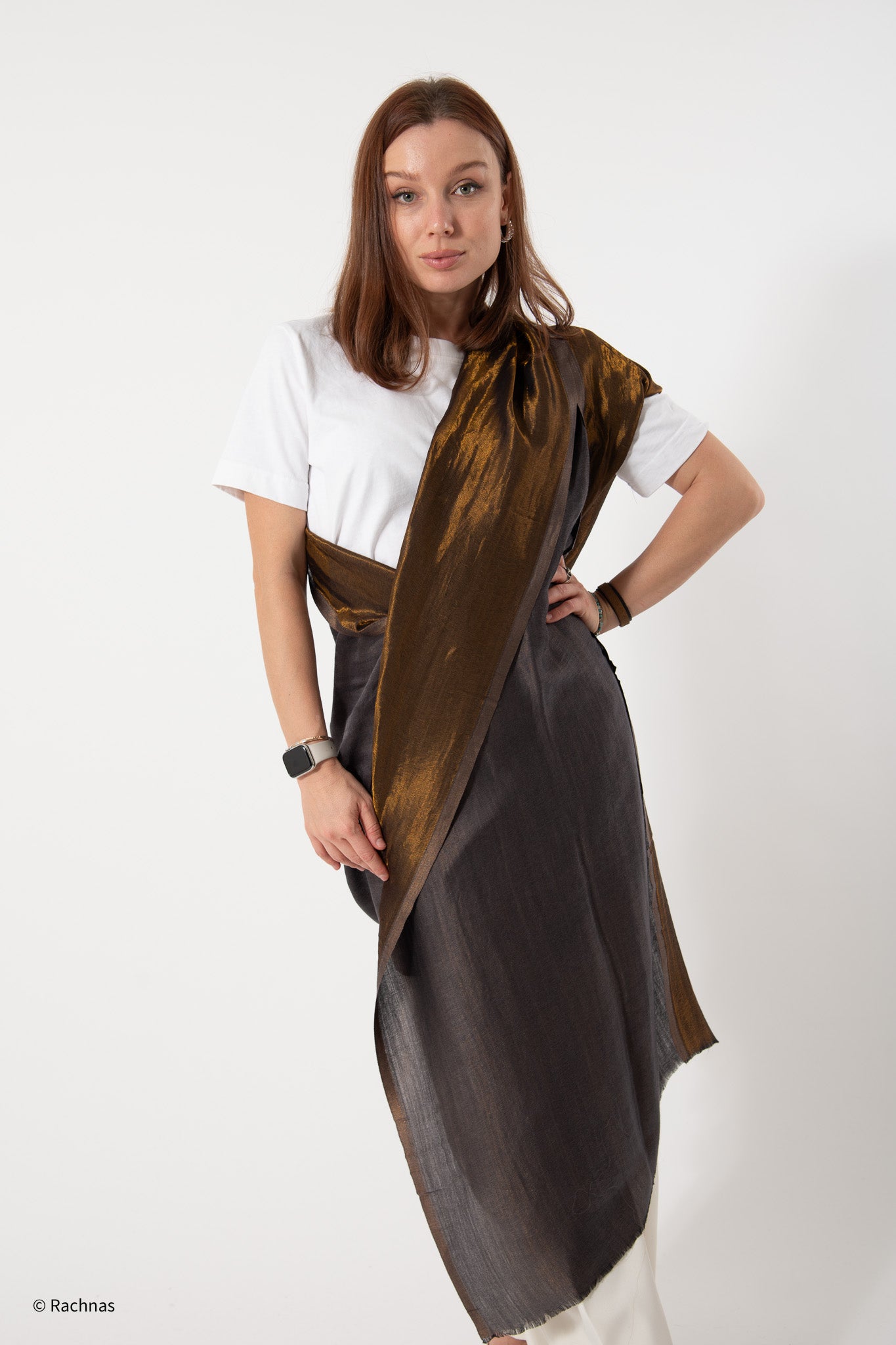 Fine Cashmere Plain Reversible Zari Stole