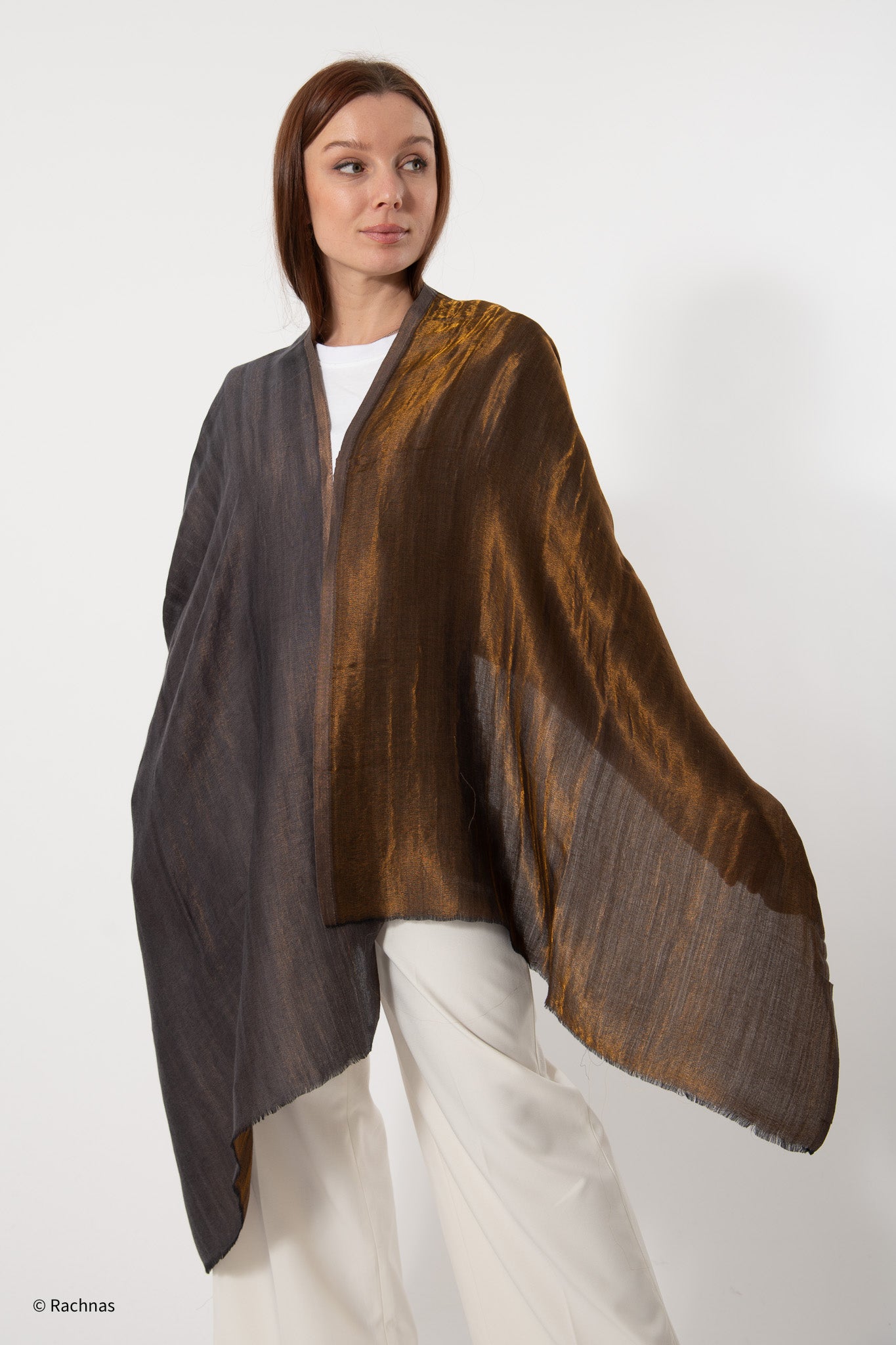 Fine Cashmere Plain Reversible Zari Stole