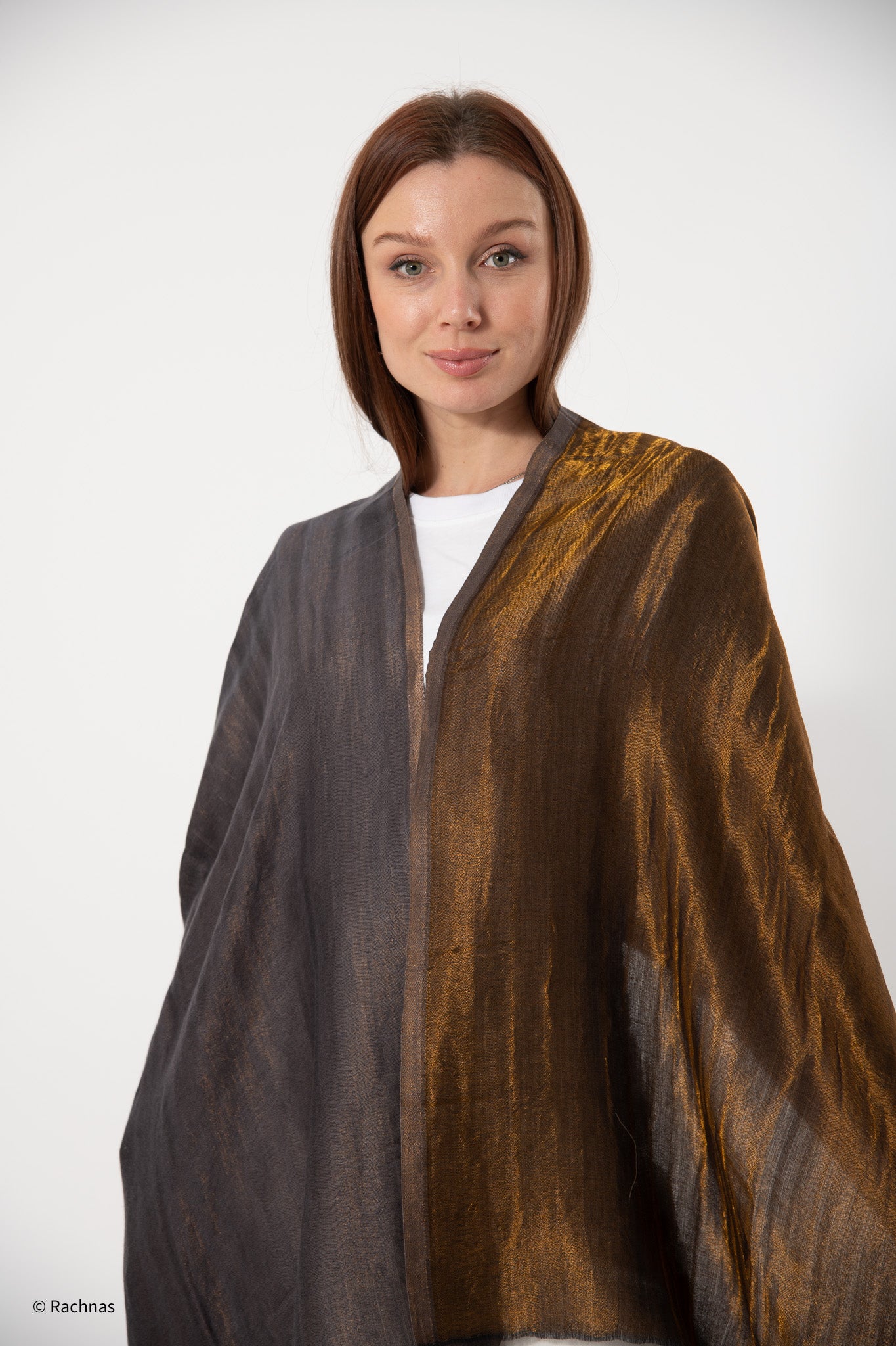 Fine Cashmere Plain Reversible Zari Stole