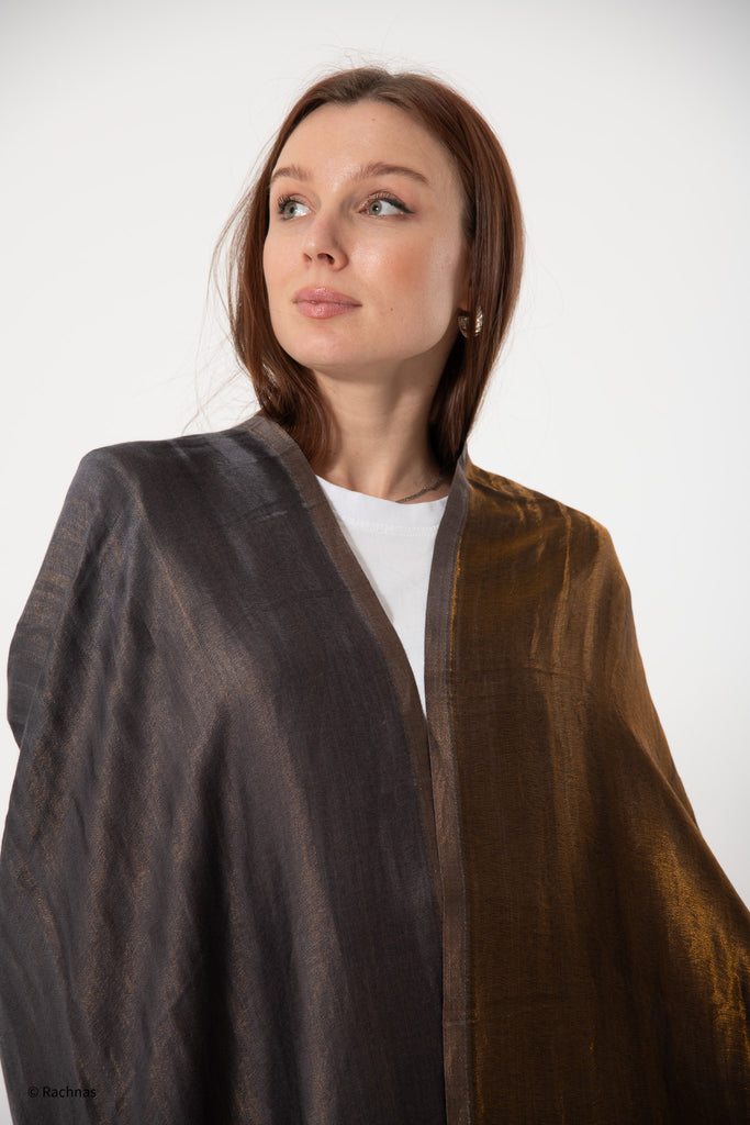 Fine Cashmere Plain Reversible Zari Stole