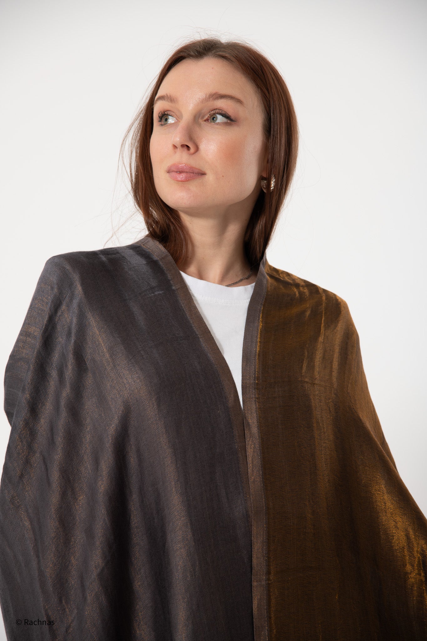 Fine Cashmere Plain Reversible Zari Stole