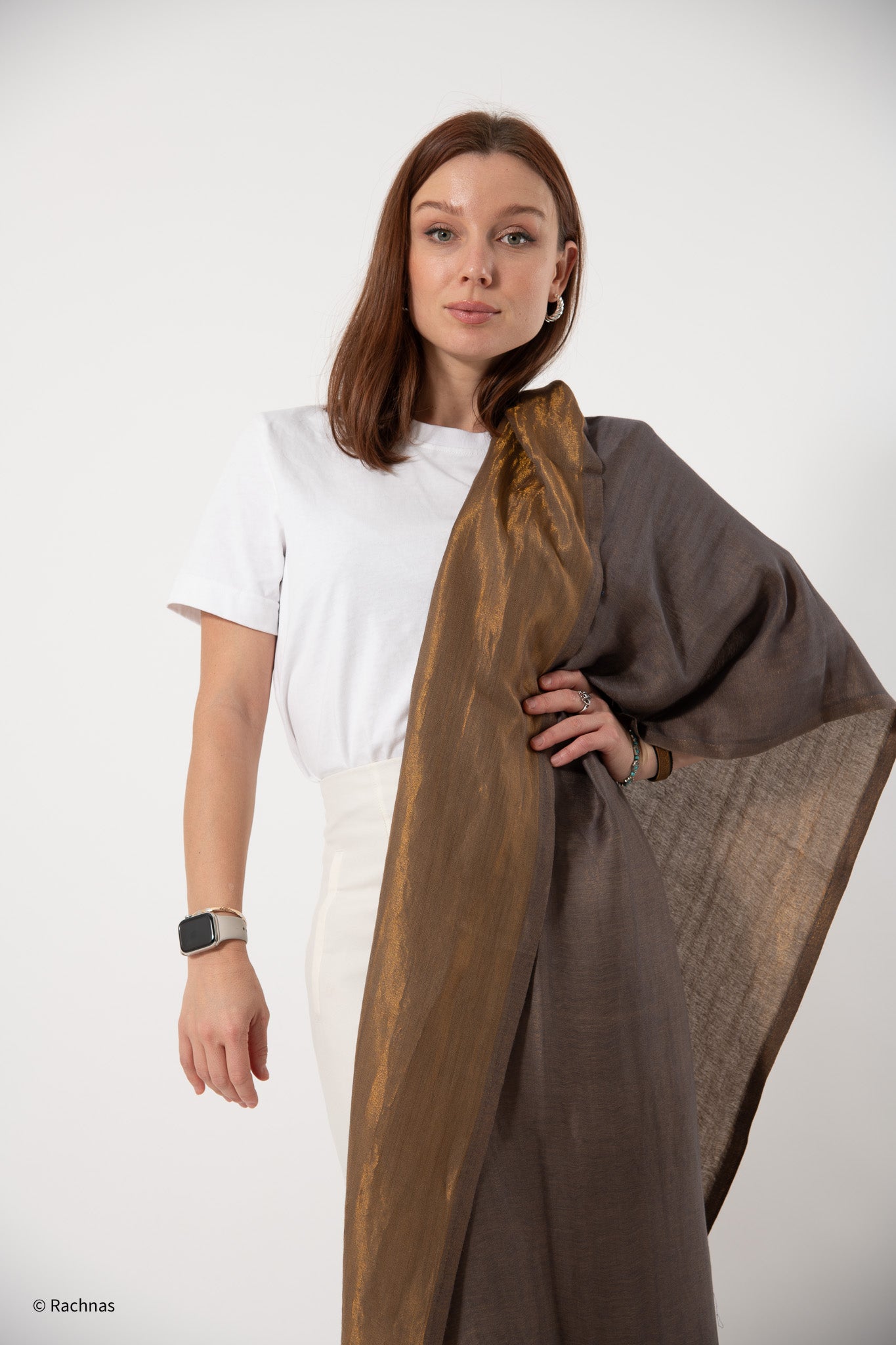 Fine Cashmere Plain Reversible Zari Stole
