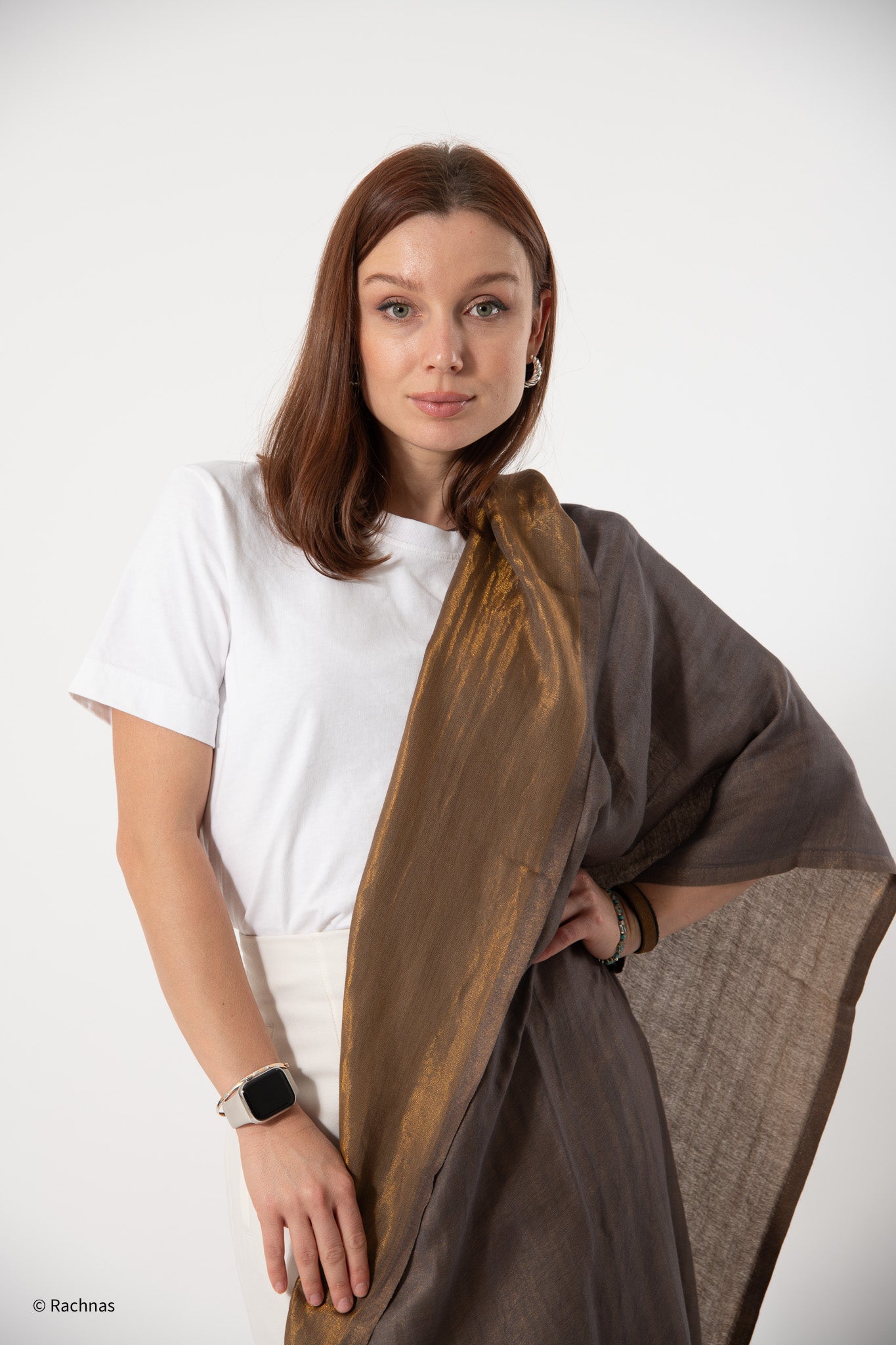 Fine Cashmere Plain Reversible Zari Stole