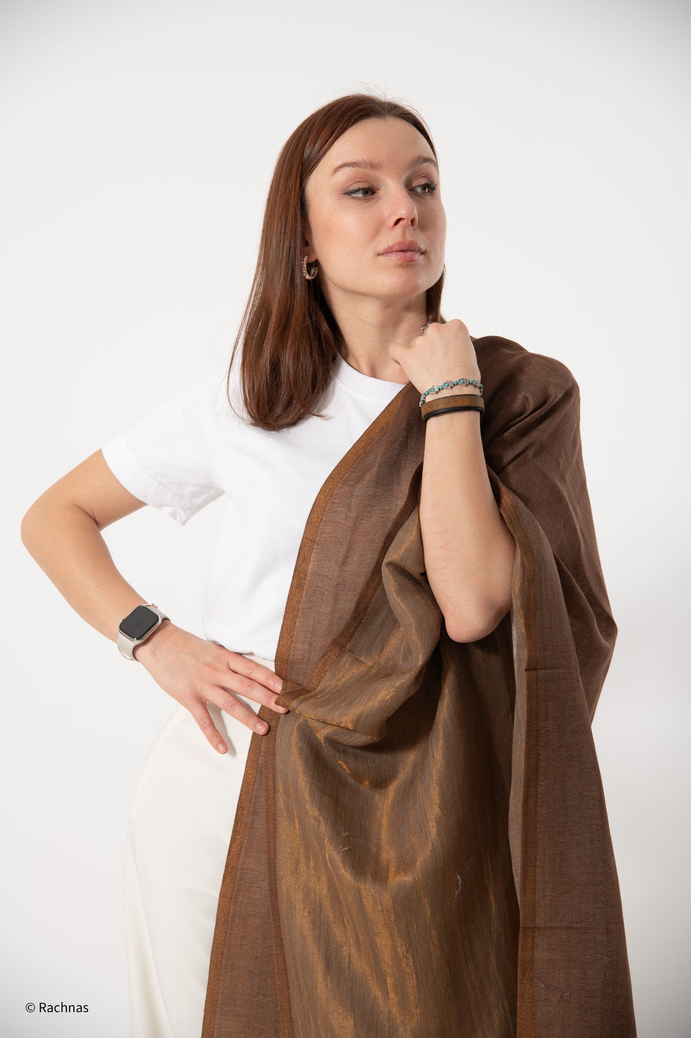Fine Cashmere Plain Reversible Zari Stole