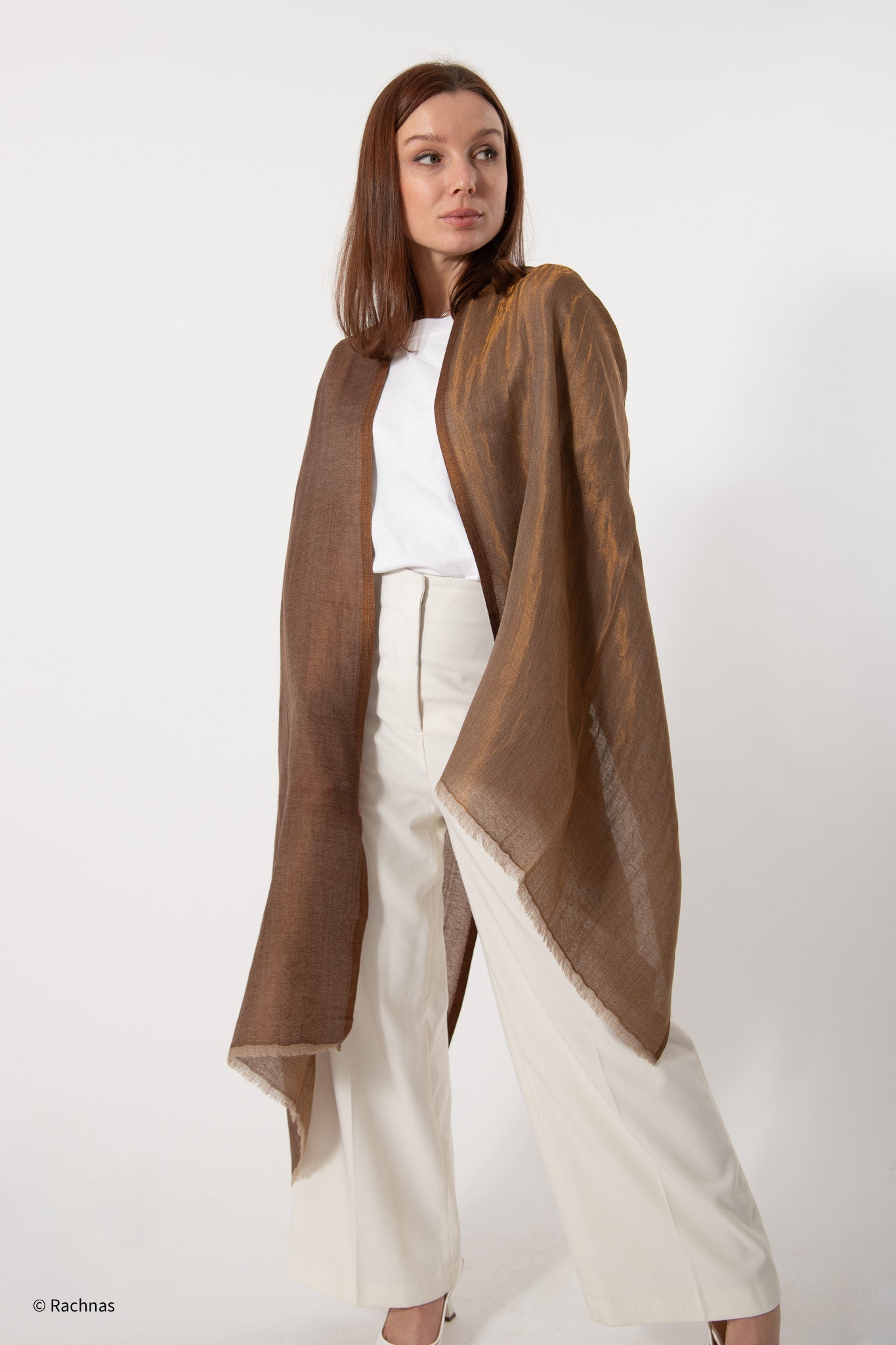 Fine Cashmere Plain Reversible Zari Stole