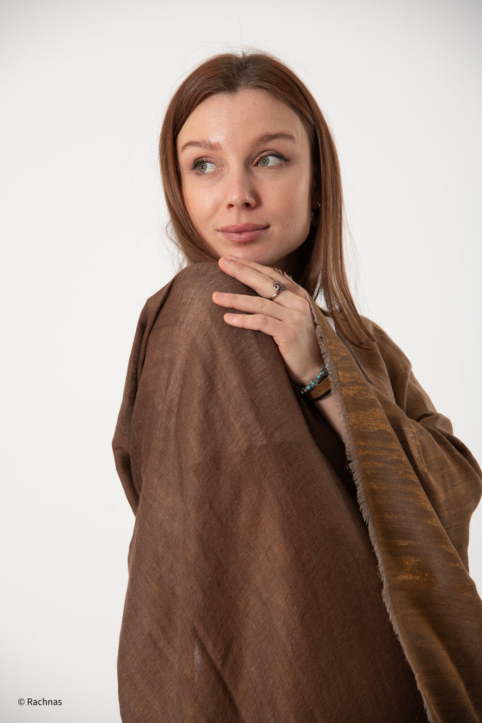 Fine Cashmere Plain Reversible Zari Stole