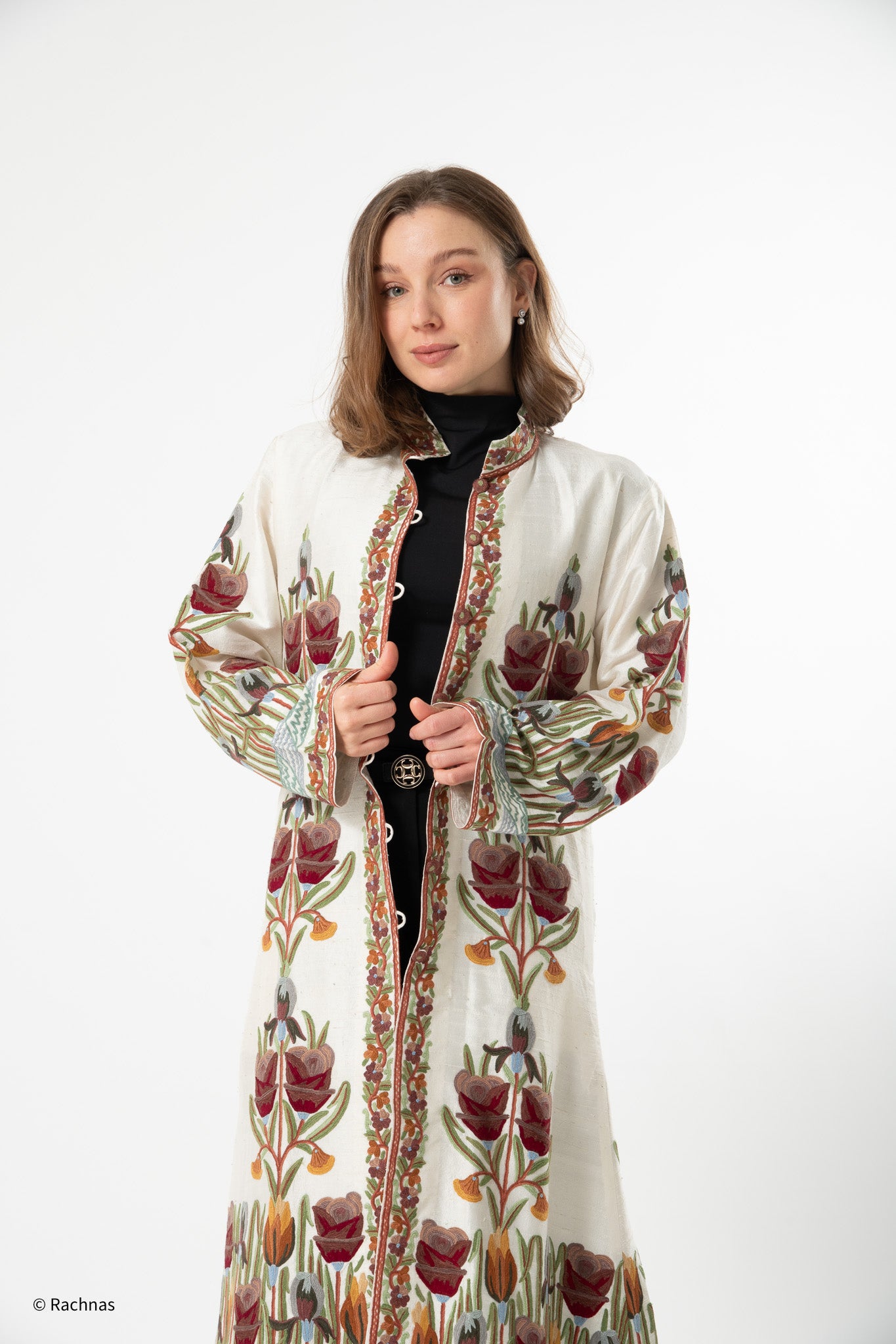Silk jacket long (White)