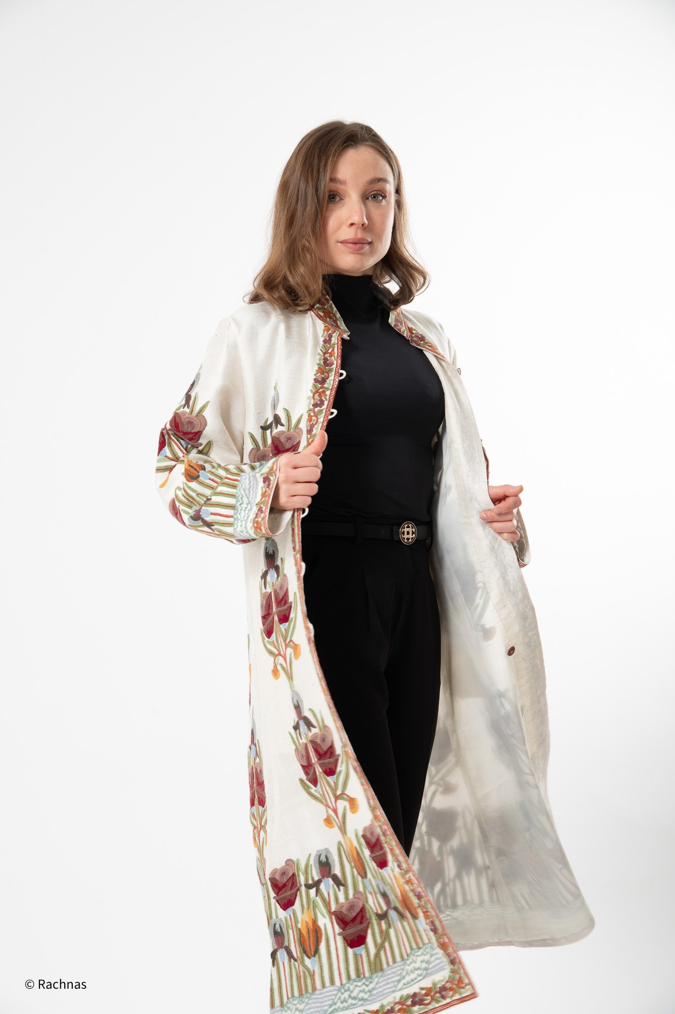 Silk jacket long (White)