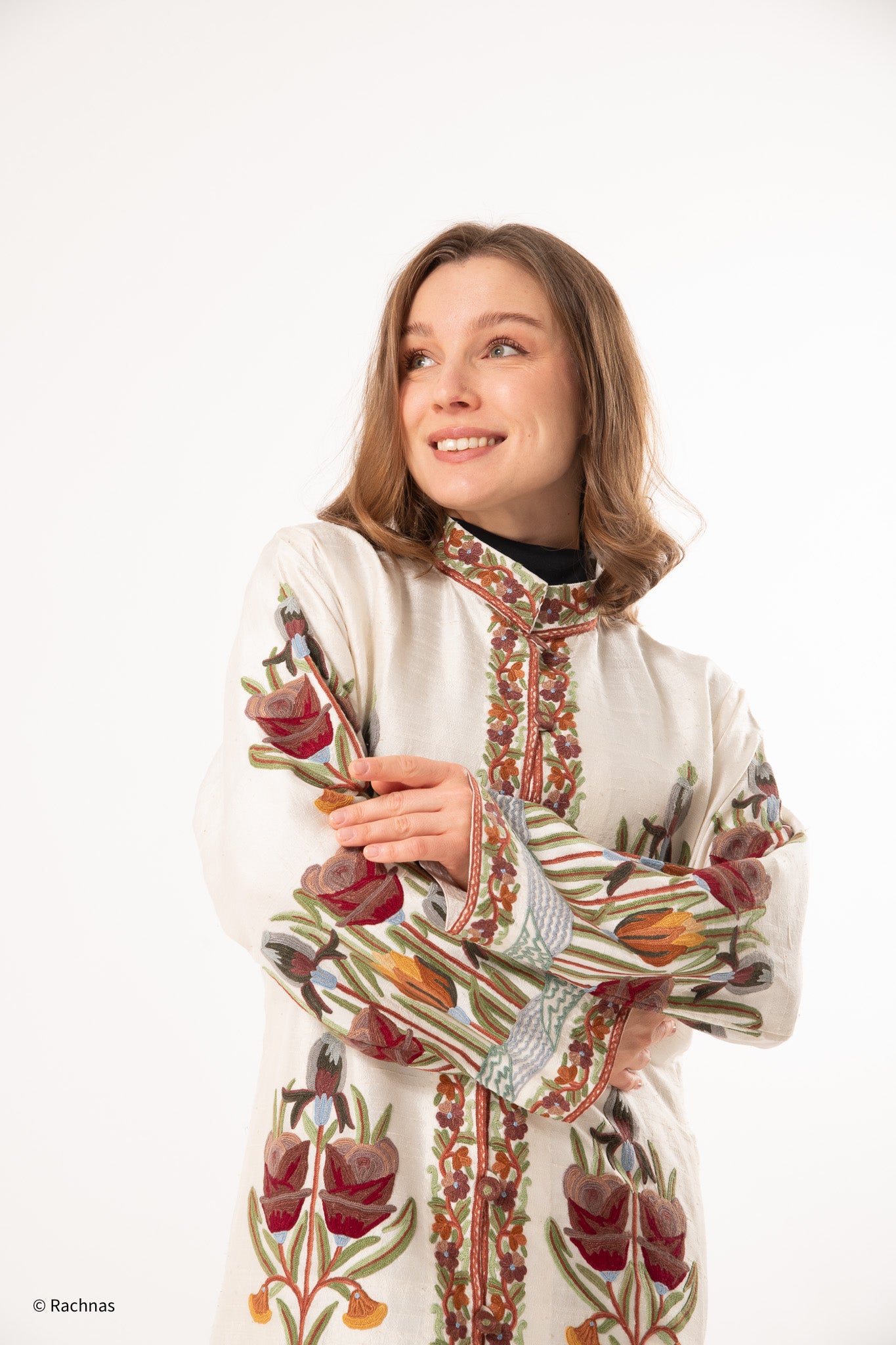 Silk jacket long (White)