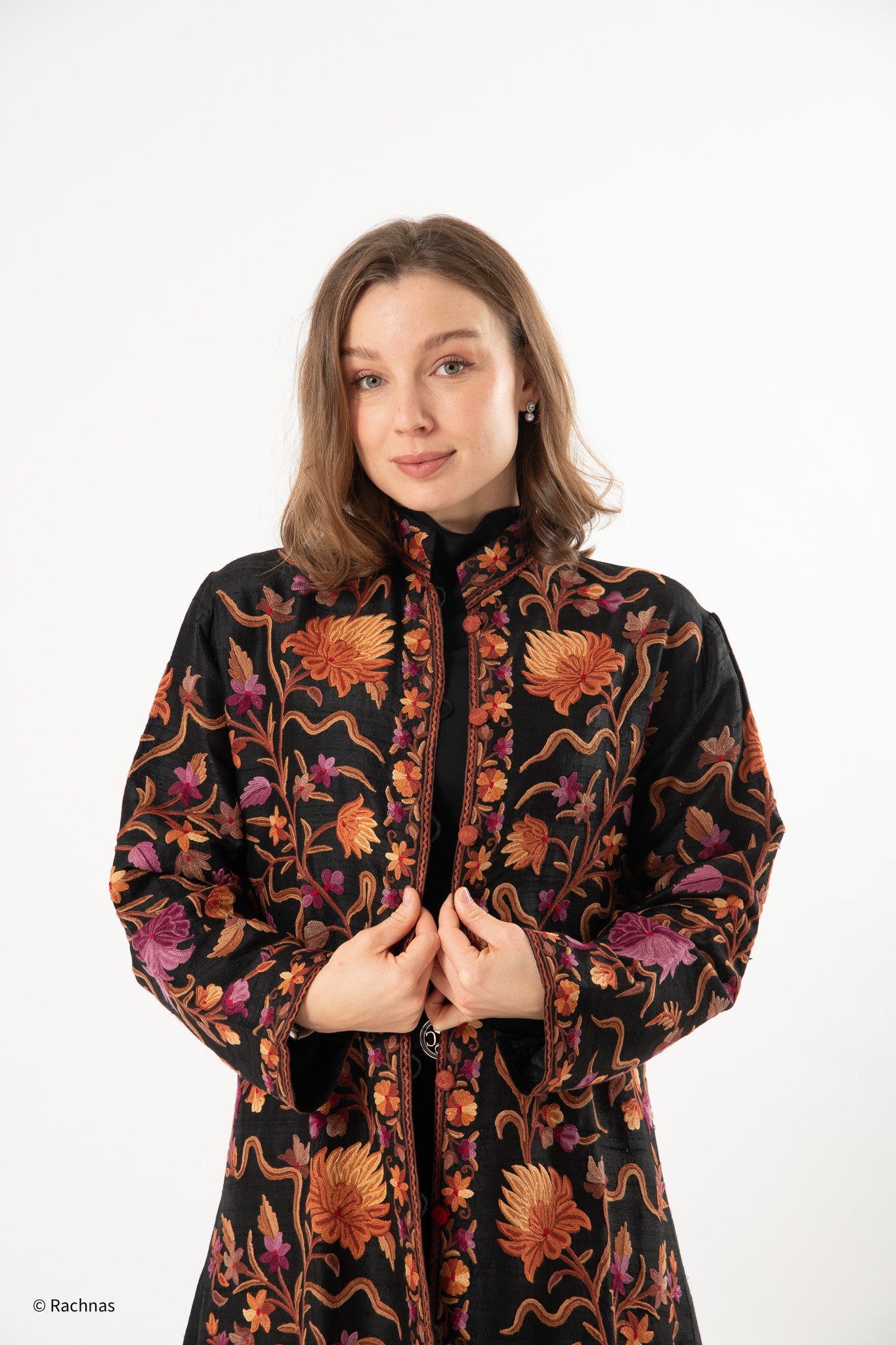 Silk jacket long (Black)