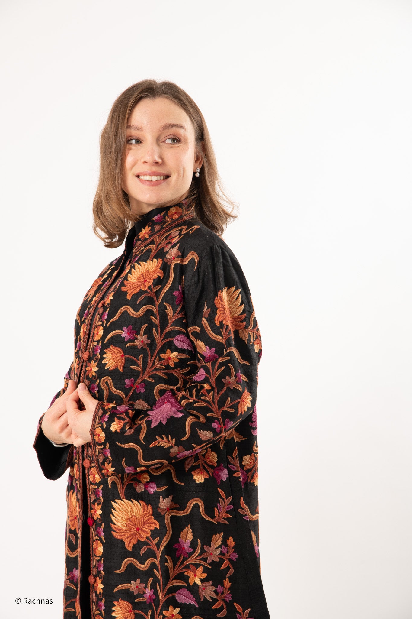 Silk jacket long (Black)