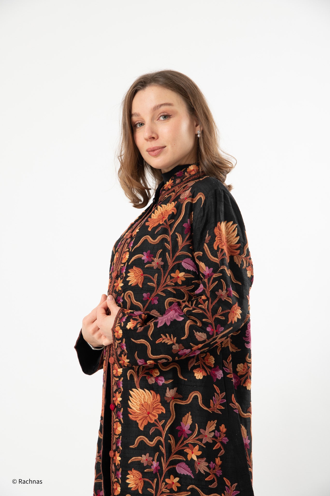 Silk jacket long (Black)