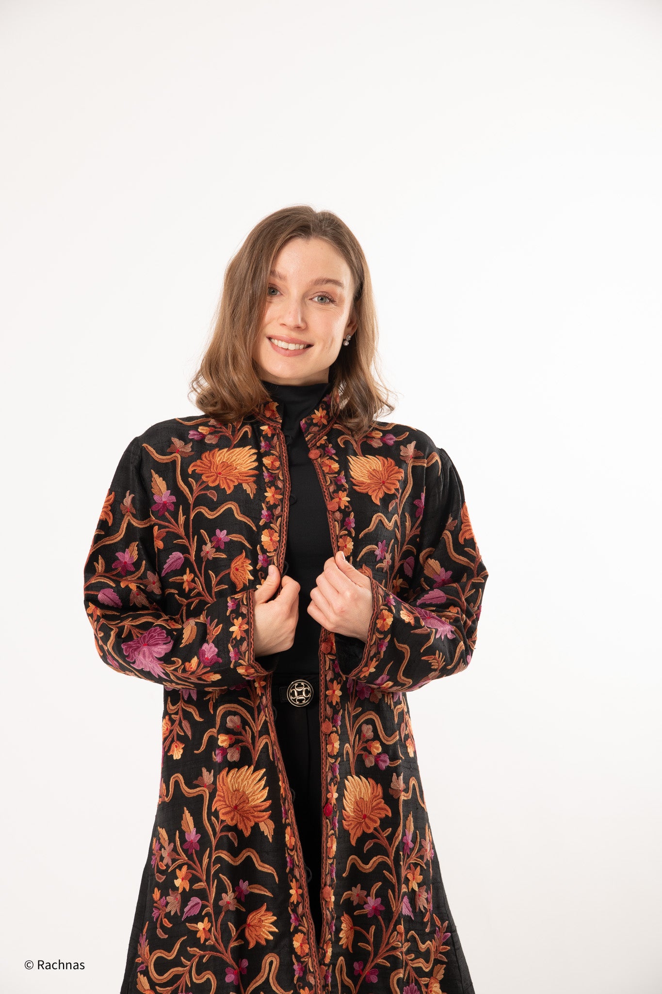 Silk jacket long (Black)