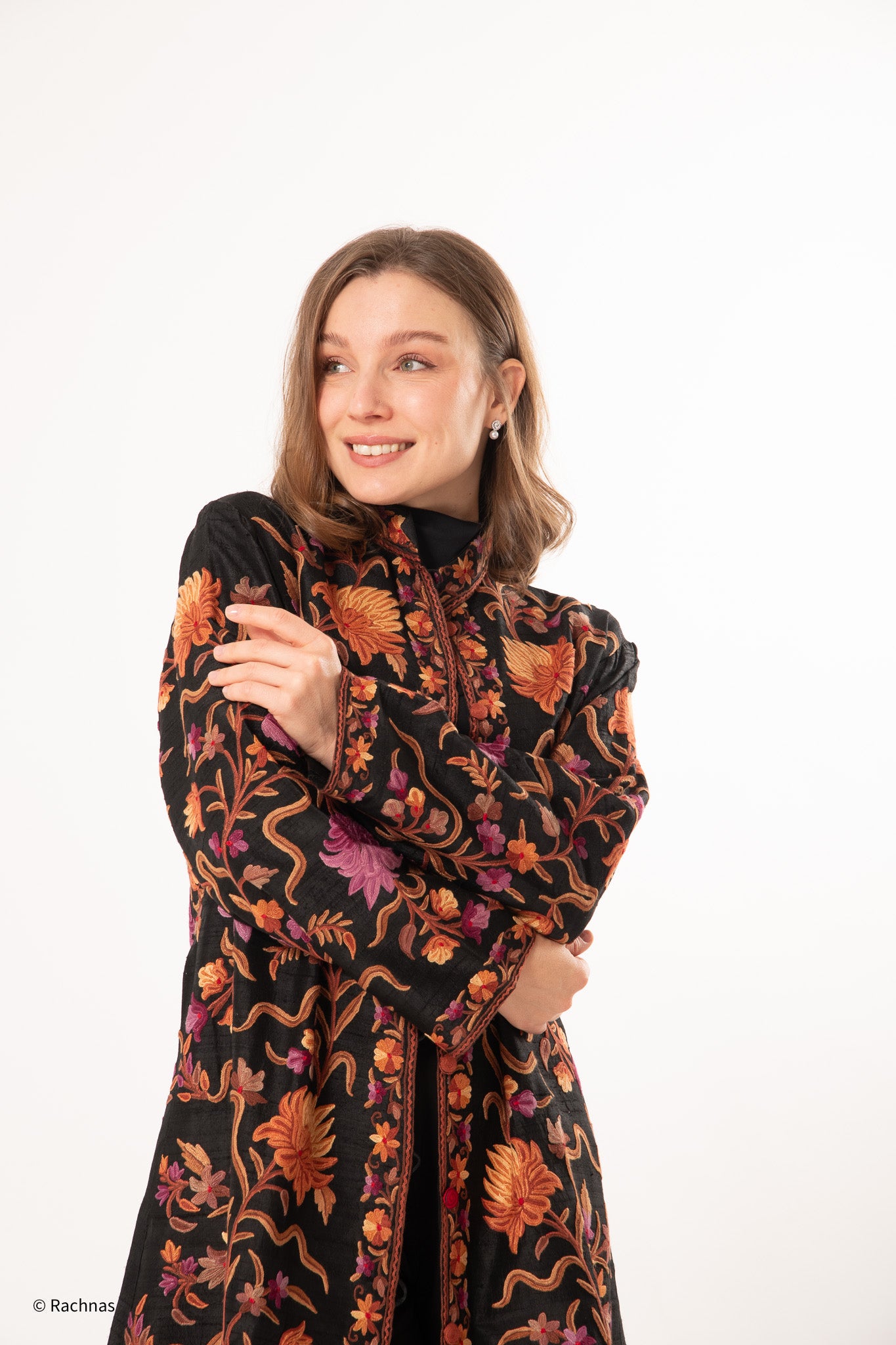 Silk jacket long (Black)