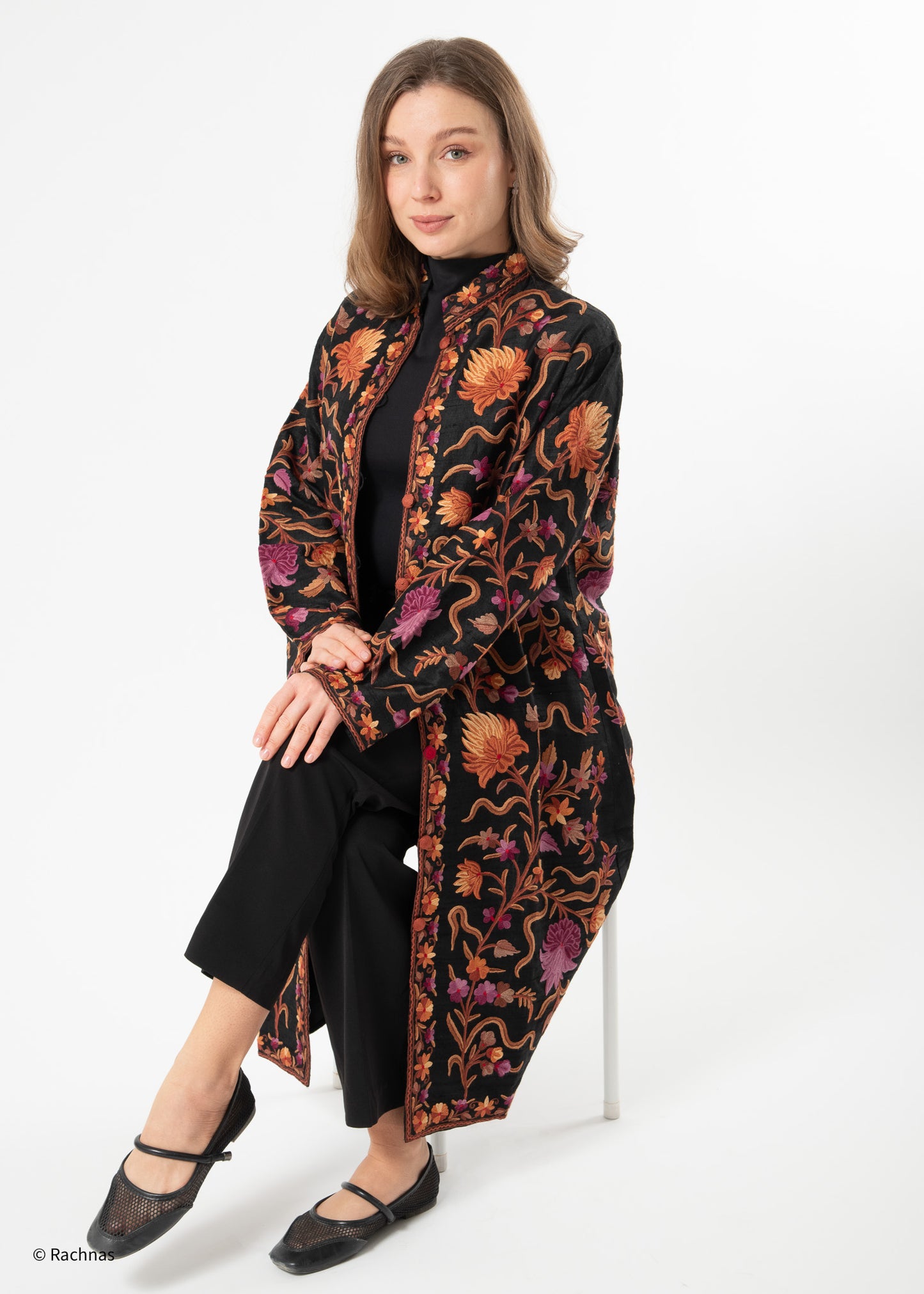 Silk jacket long (Black)