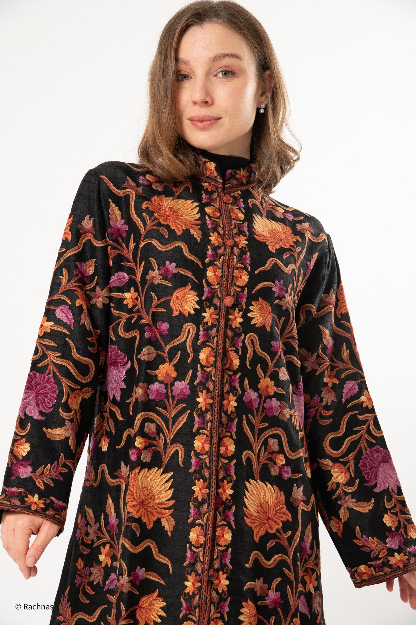 Silk jacket long (Black)