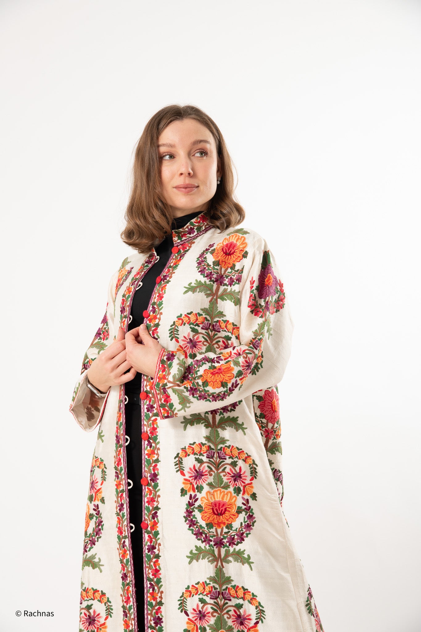 Long coat all over hand embroidery