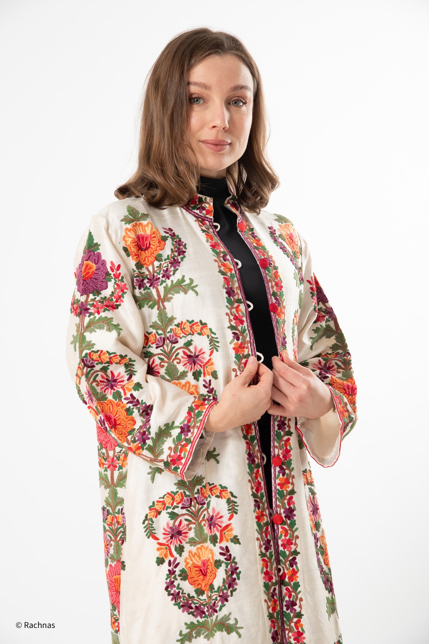 Long coat all over hand embroidery