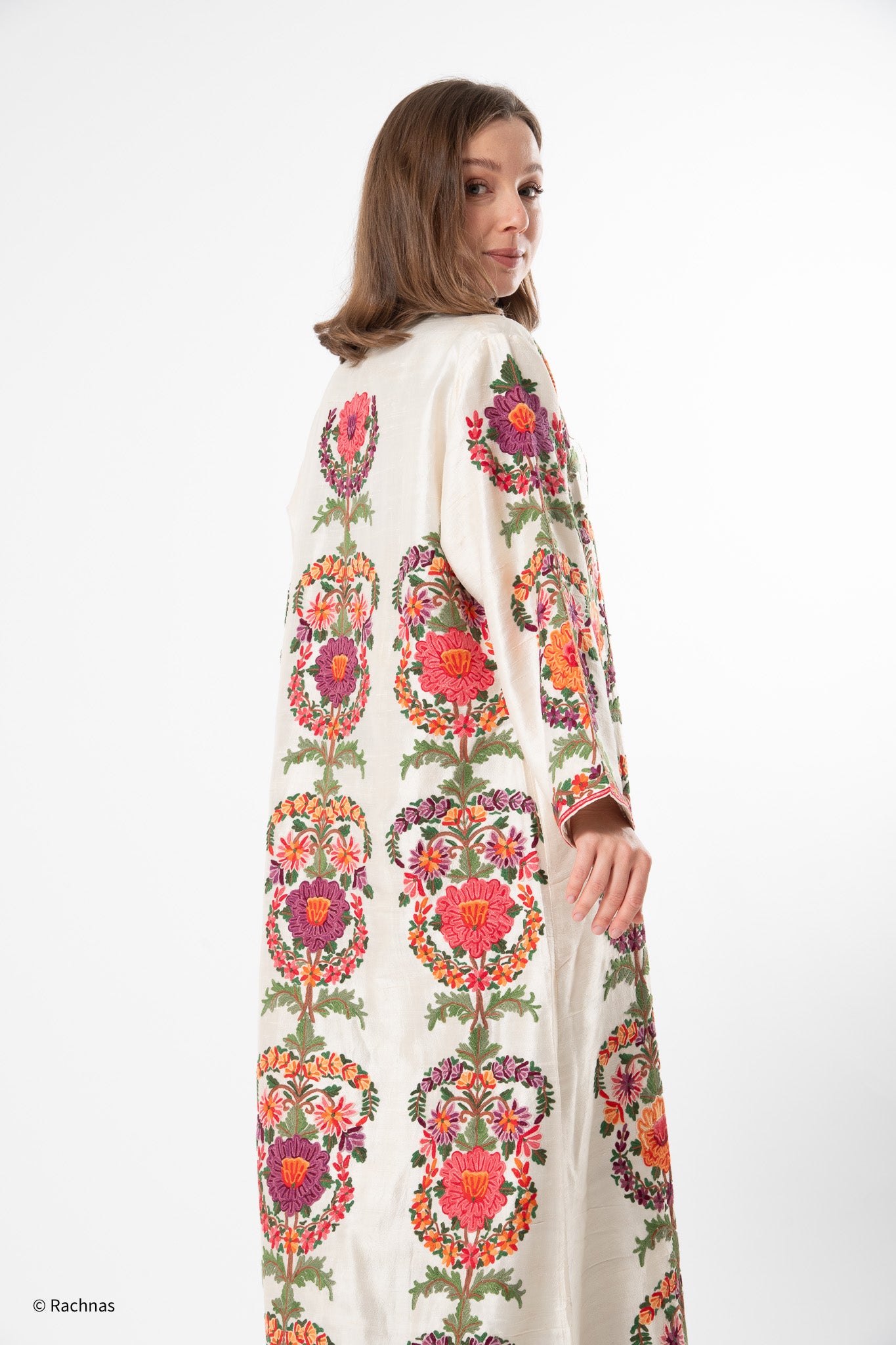 Long coat all over hand embroidery